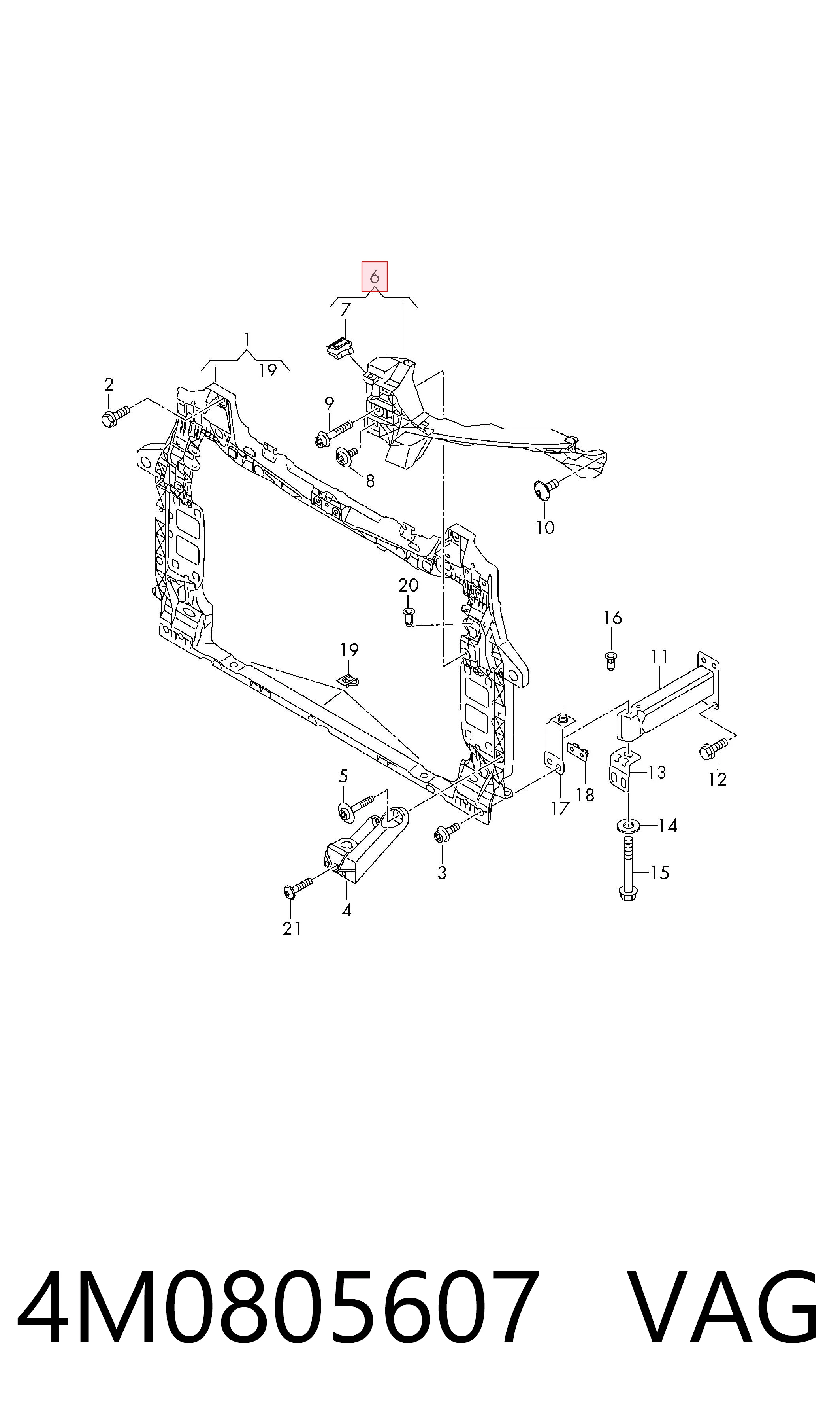 4M0805607 VAG Soporte de montaje de faros delantero izquierdo