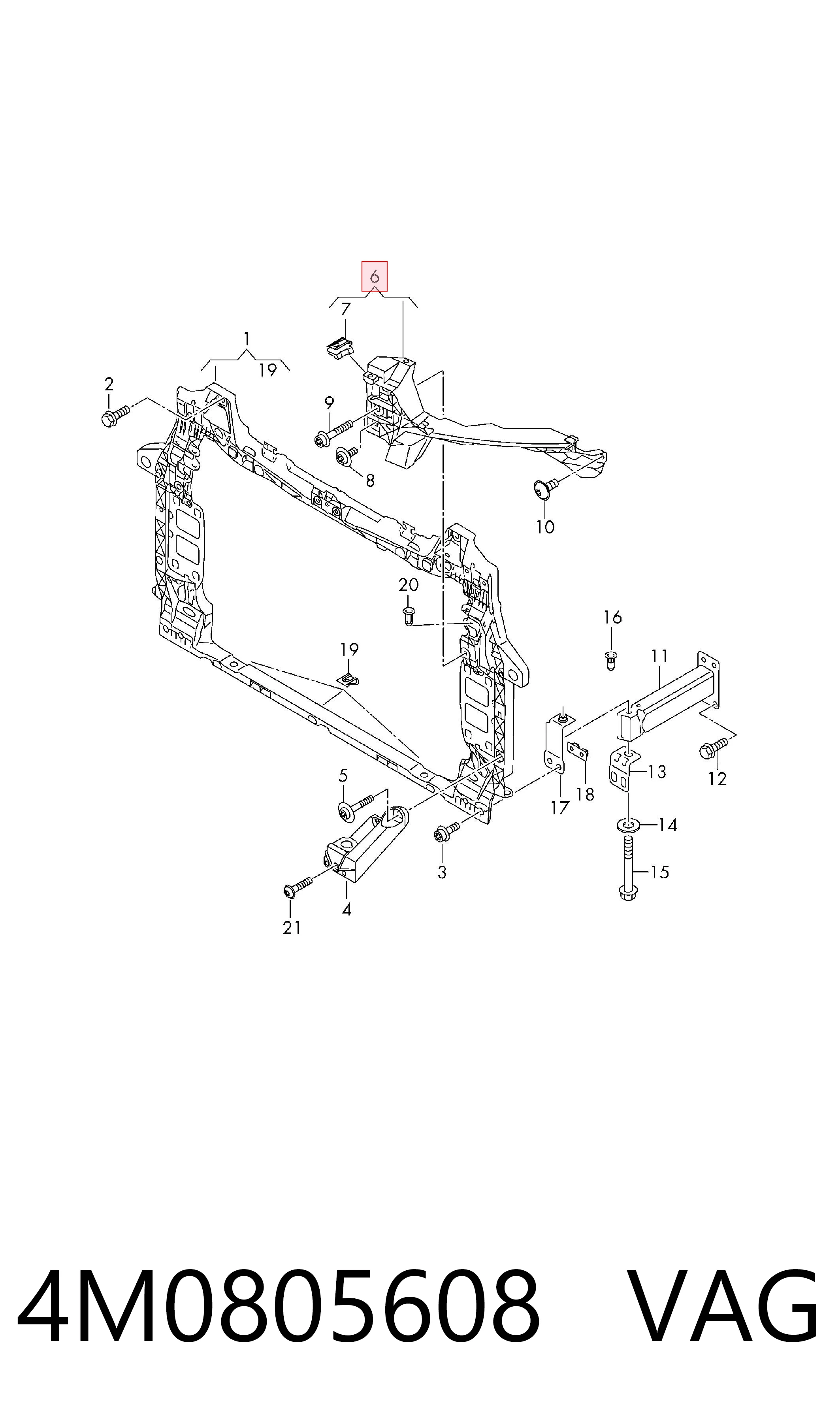 4M0805608 VAG Soporte de fijación del faro delantero derecho