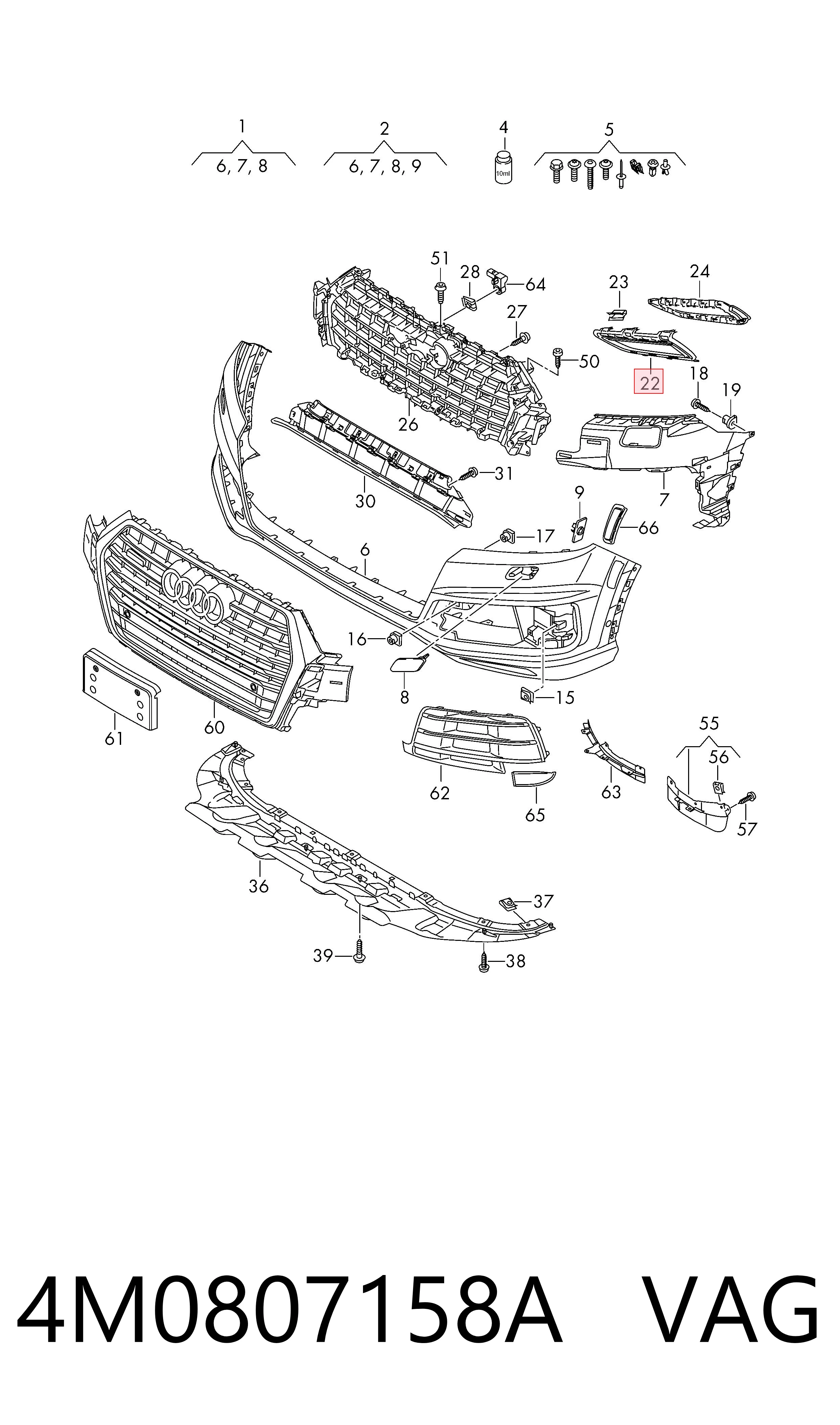 4M0807158A VAG Deflector derecho del parachoques delantero