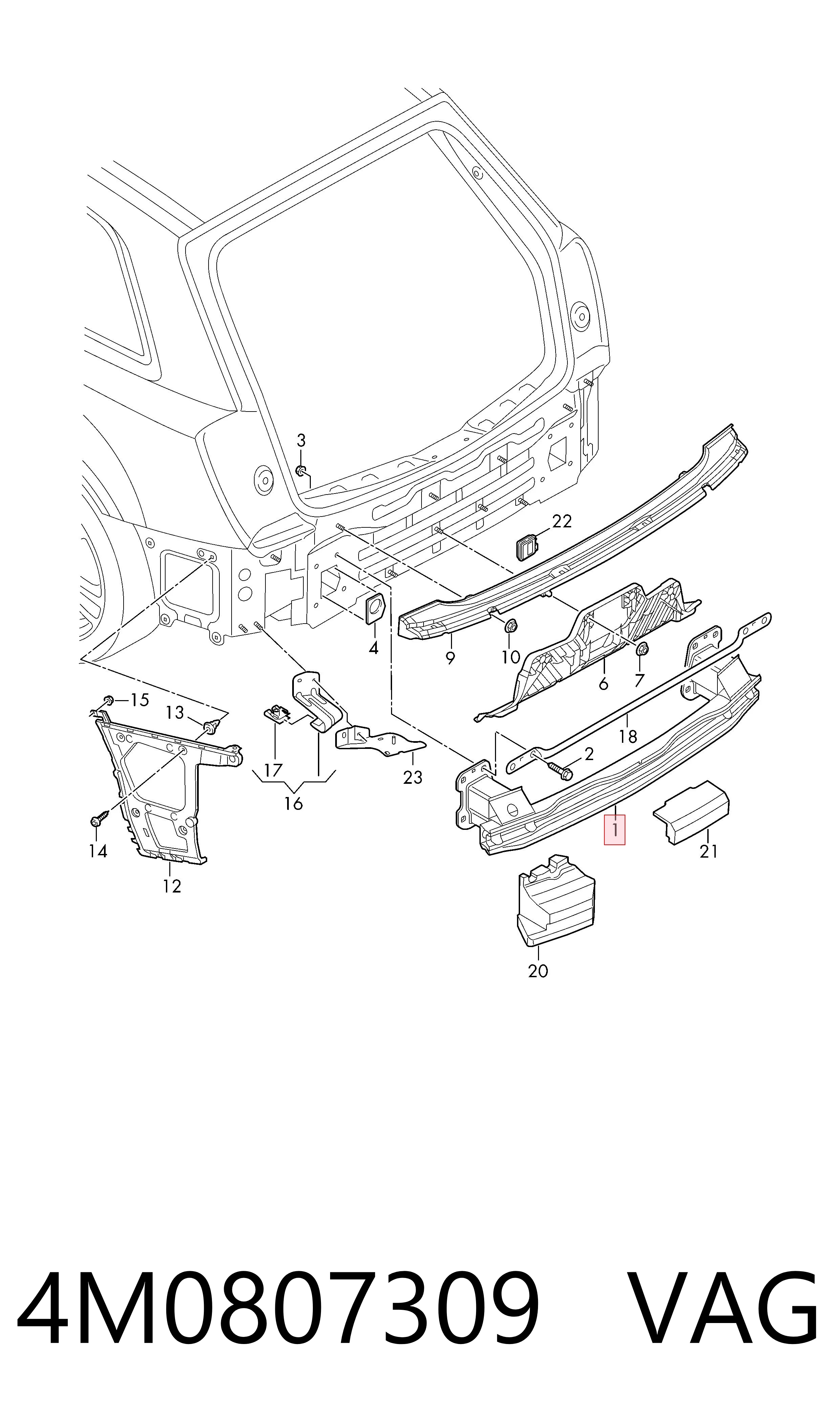 Refuerzo de parachoques trasero Audi Q7 SUV (4MB, 4MG, 4MQ) (2015 - 2026) precio, desde 185,86 EUR