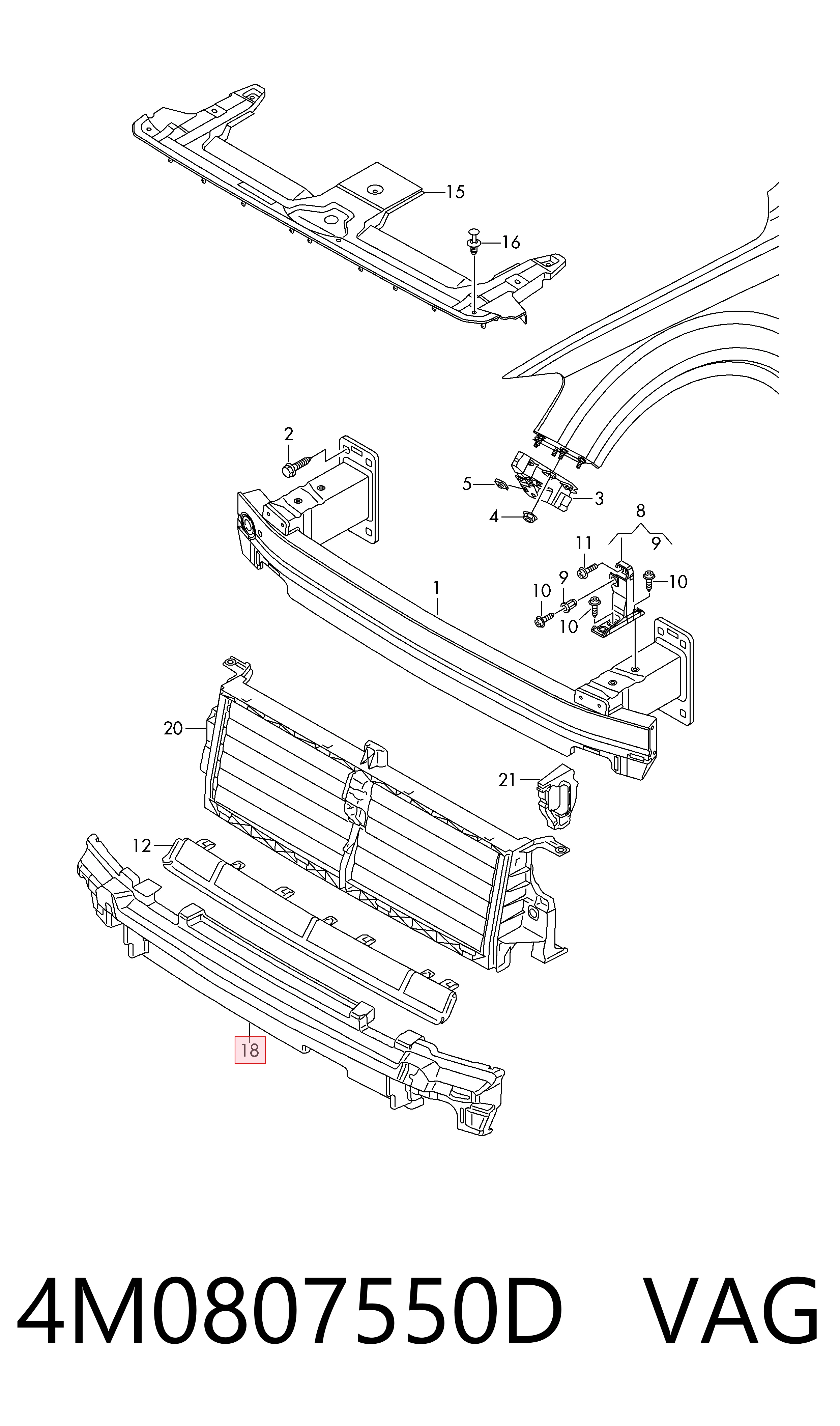 Comprar 4M0807550D VAG Absorbedor del parachoques delantero