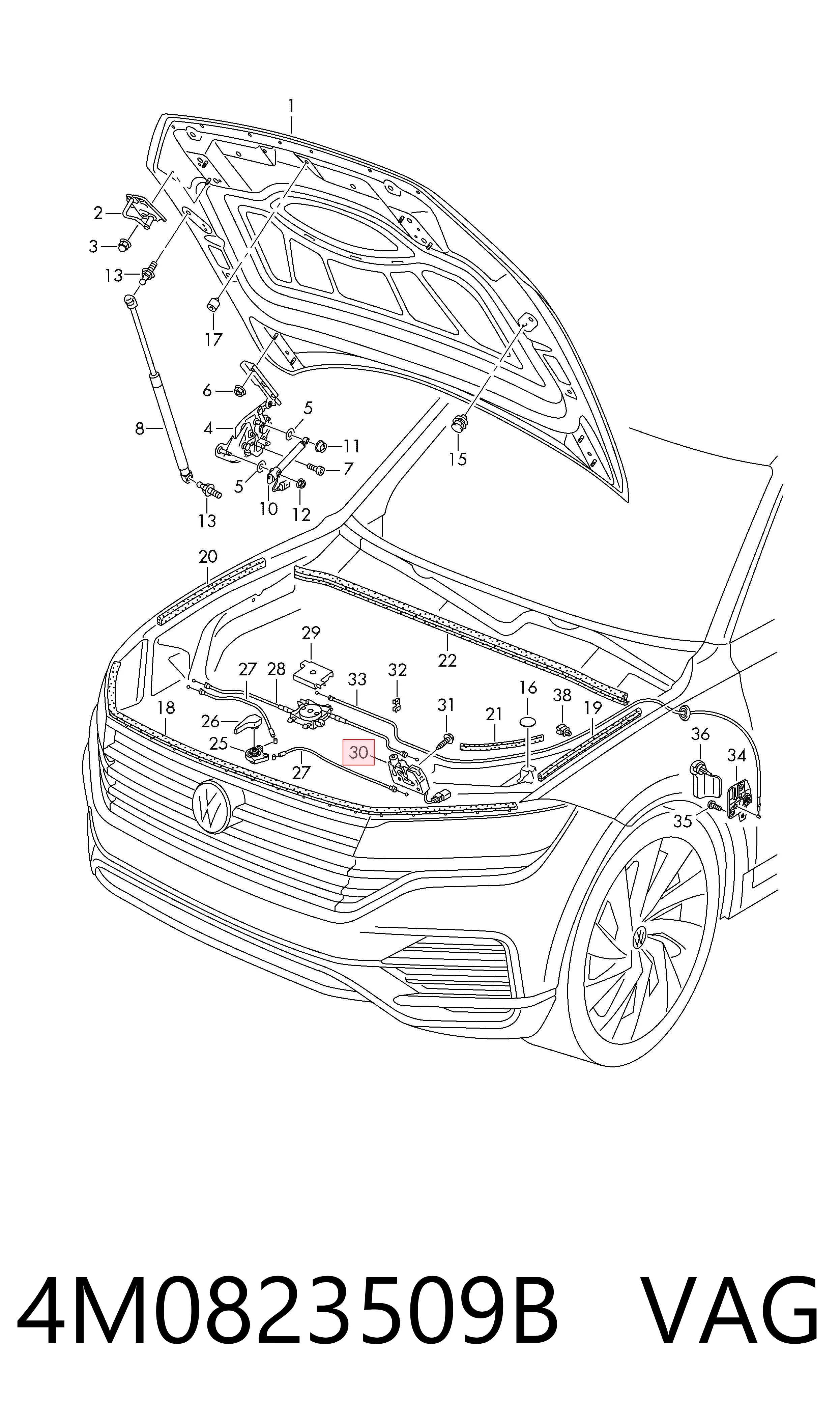 4M0823509B VAG Cerradura de Capot