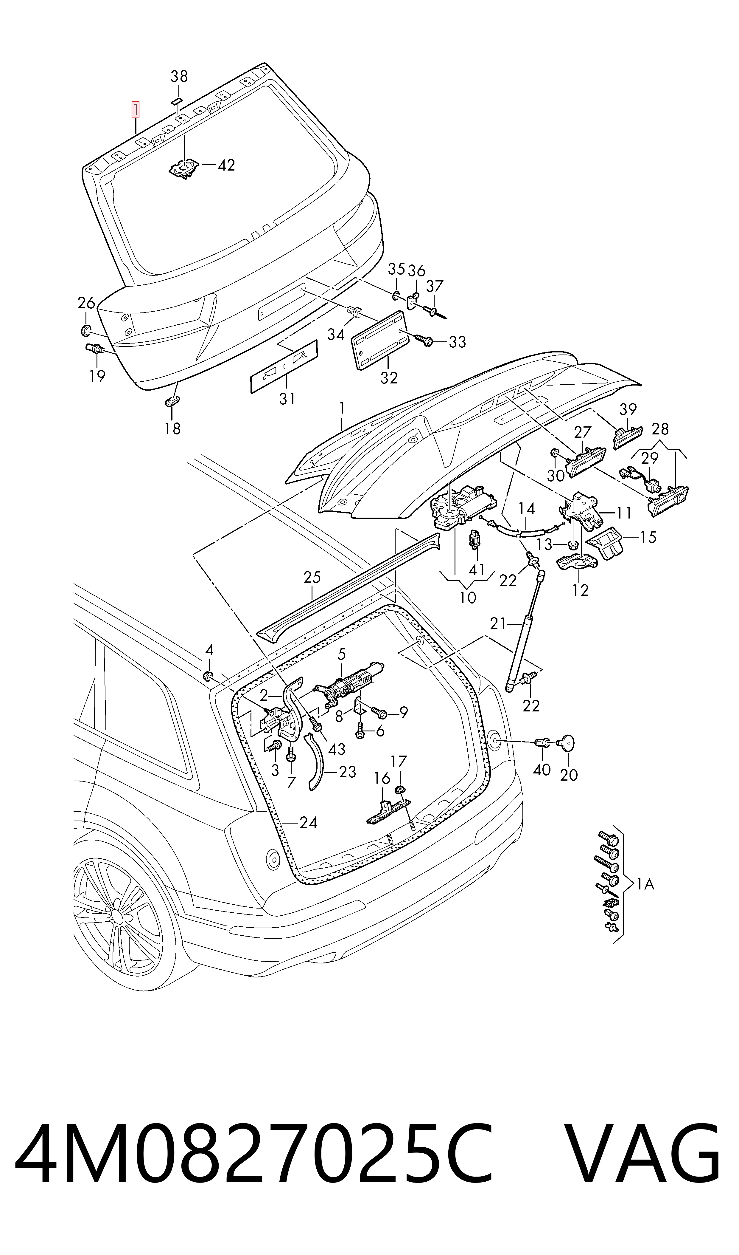 Porton trasero para Audi Q7  4MB, 4MG, 4MQ