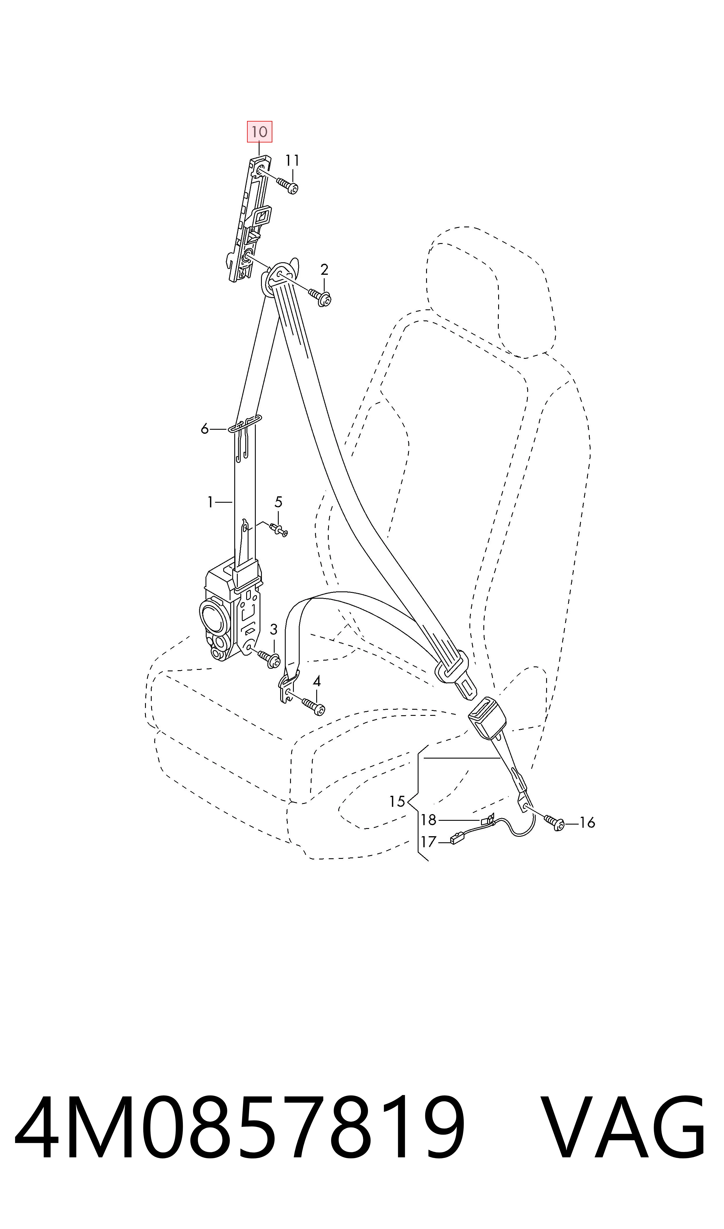 Regulador de altura del cinturón de seguridad delantero izquierdo VAG 4M0857819 precio, desde 34,04 EUR