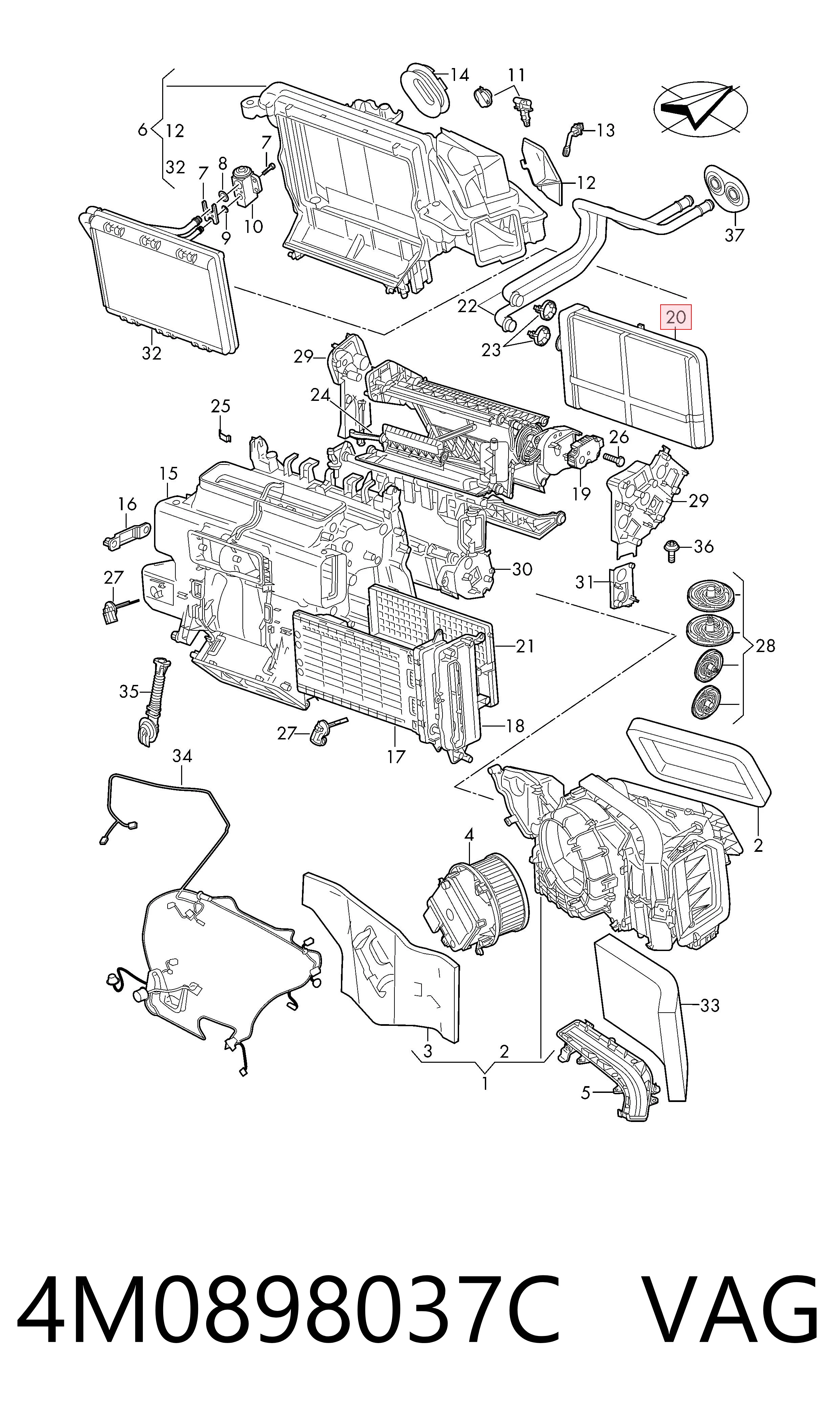 4M0898037C VAG Radiador interior