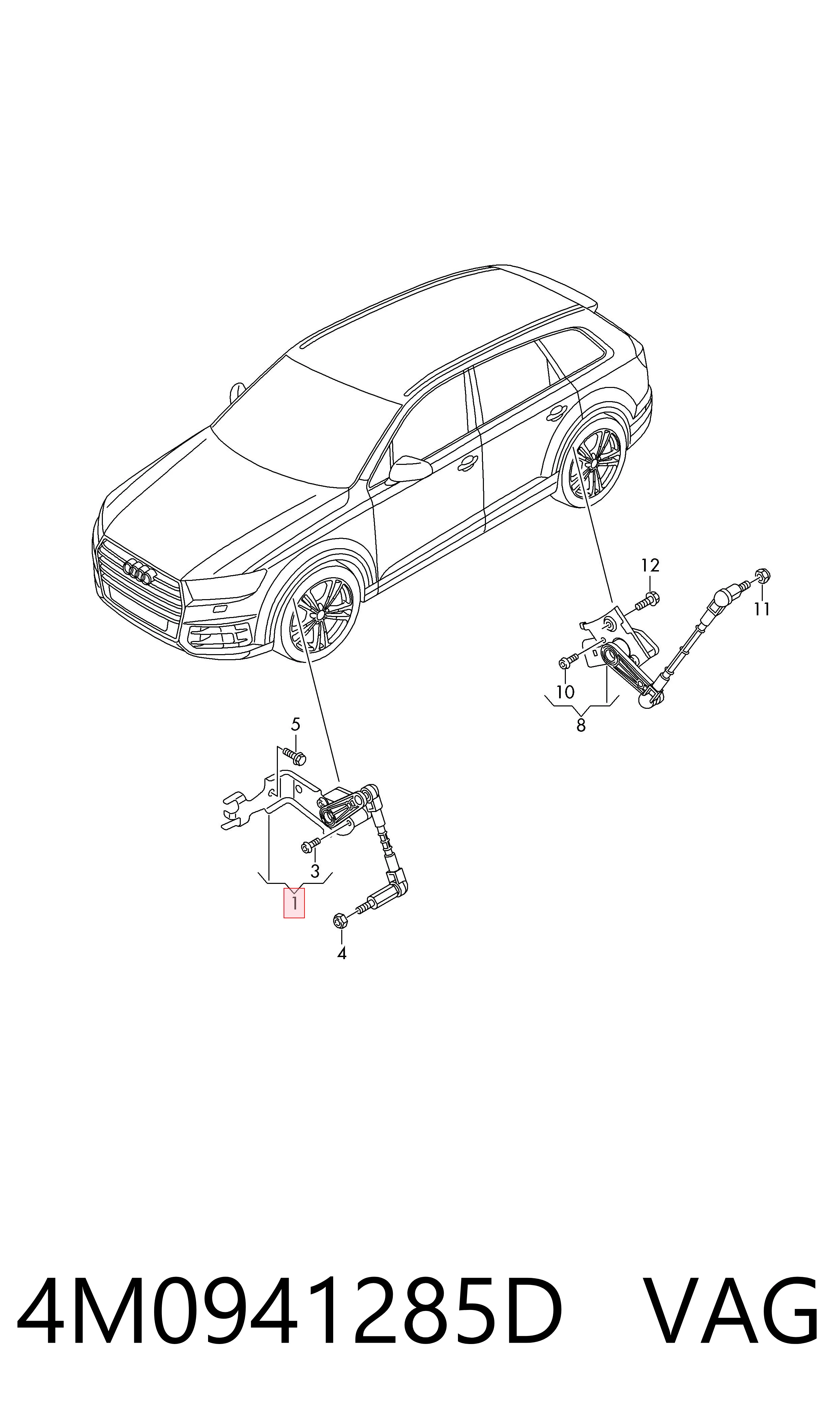 4M0941285D VAG Sensor de nivel de carrocería delantero izquierdo