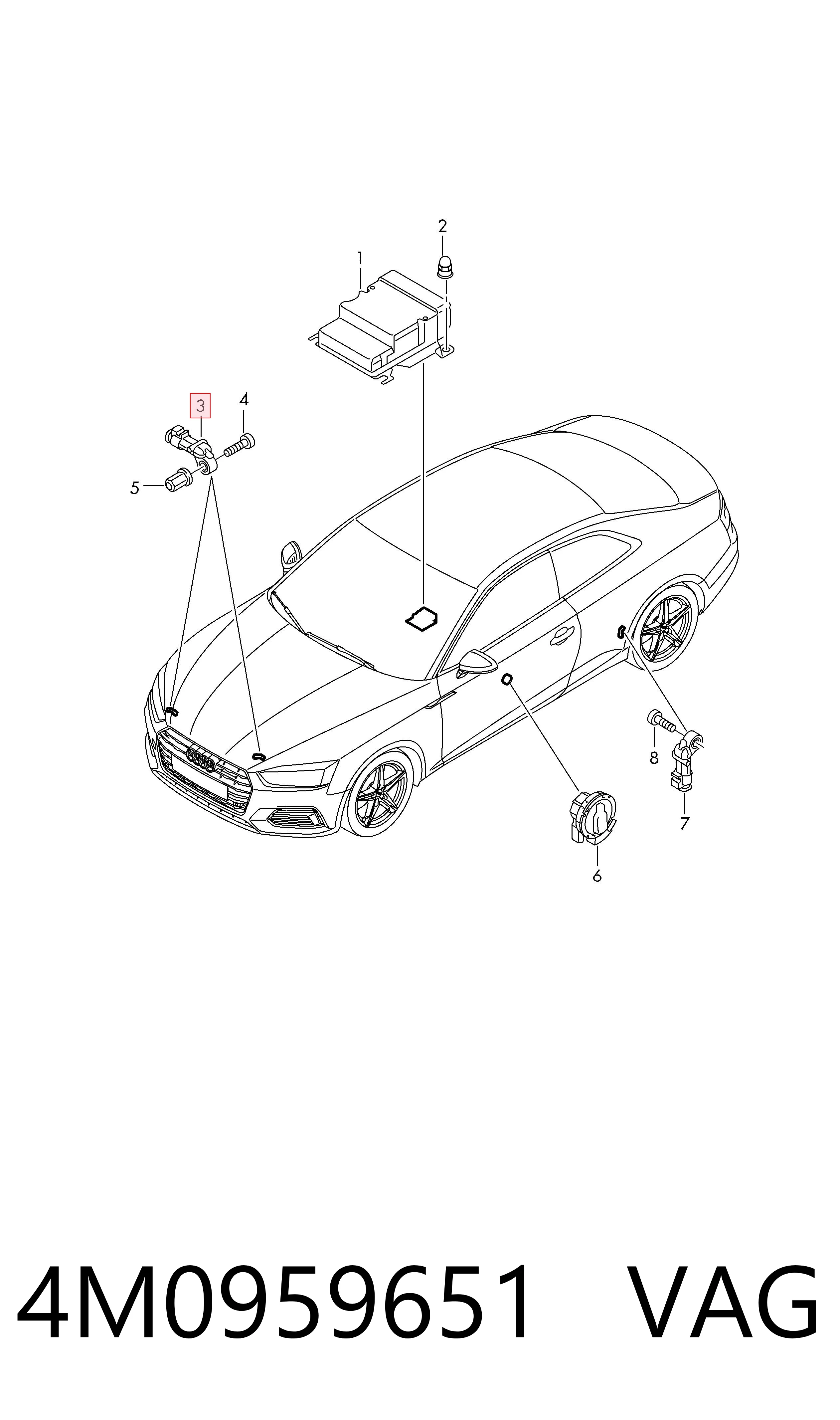 4M0959651 VAG Sensor de airbag delantero