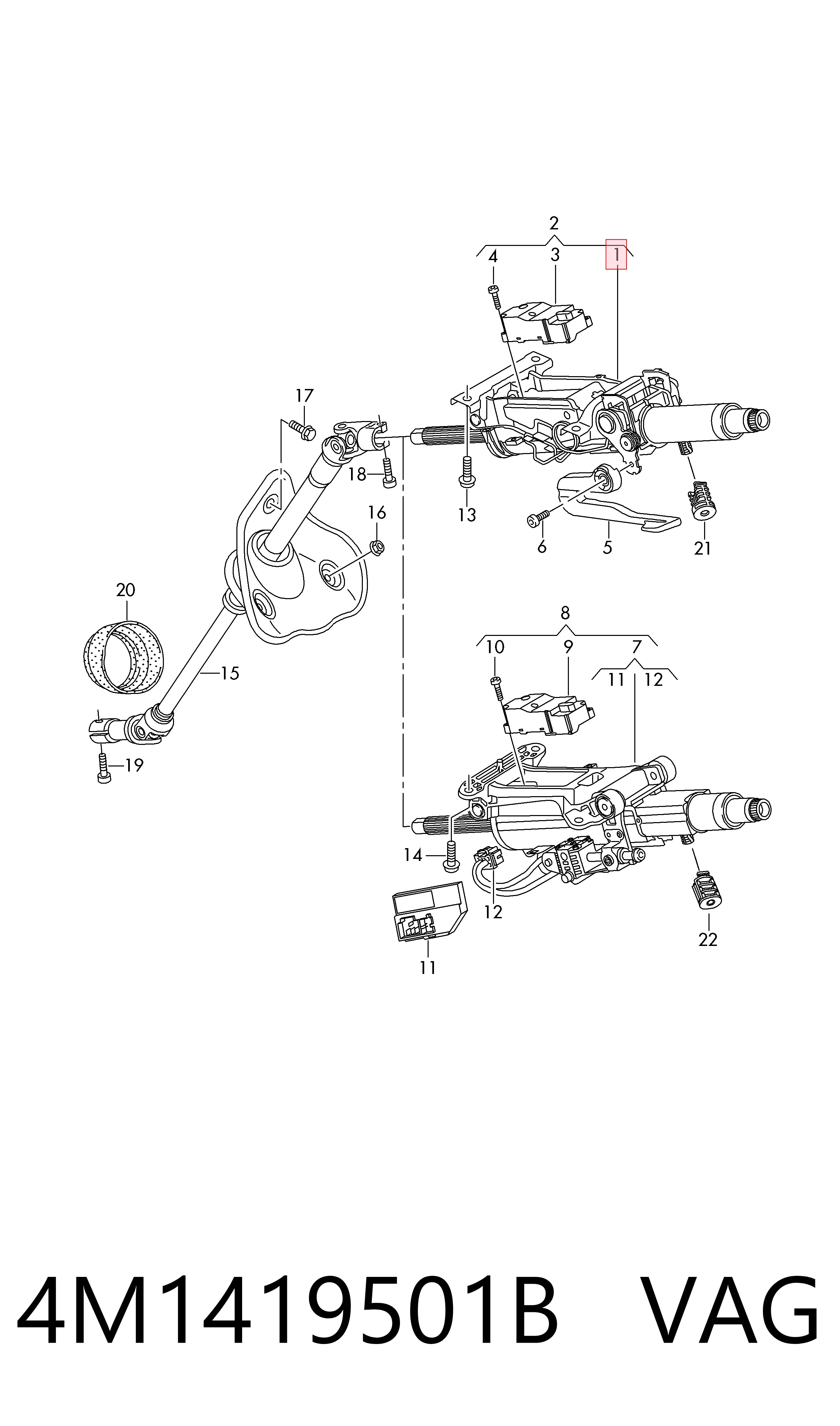 4M1419501B VAG Columna de volante
