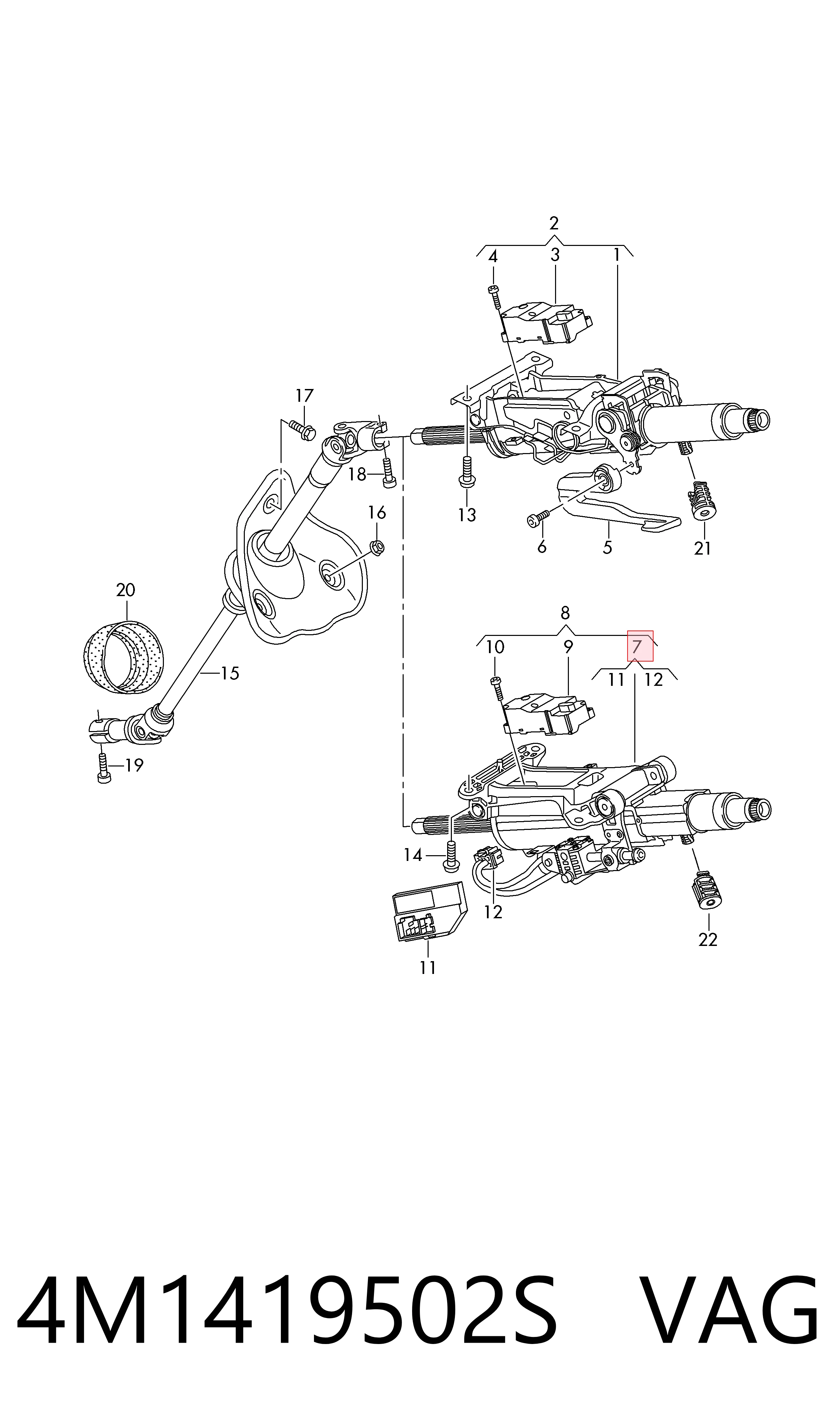 Columna de dirección Audi Q7 