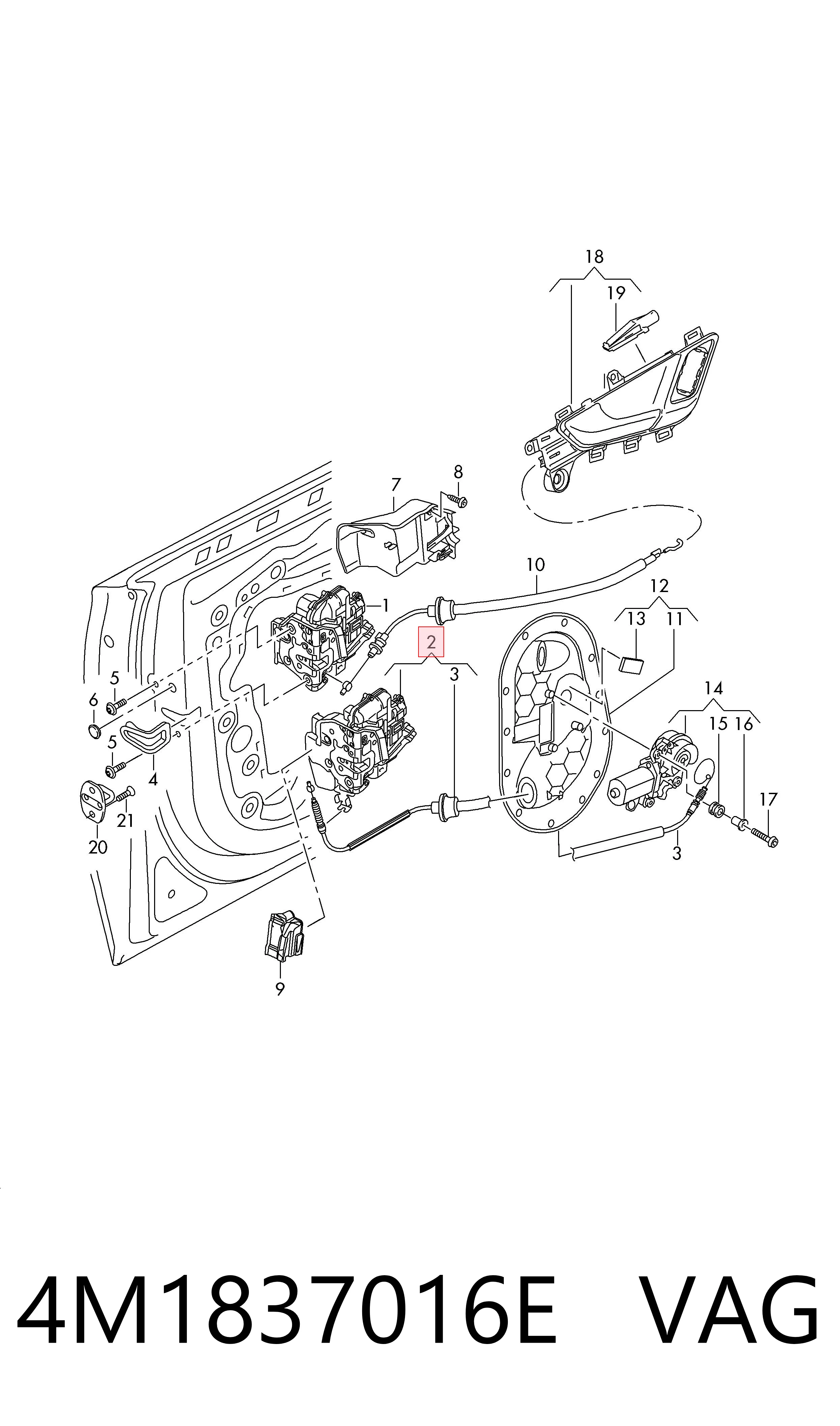 4M1837016E VAG Cerradura de puerta delantera derecha