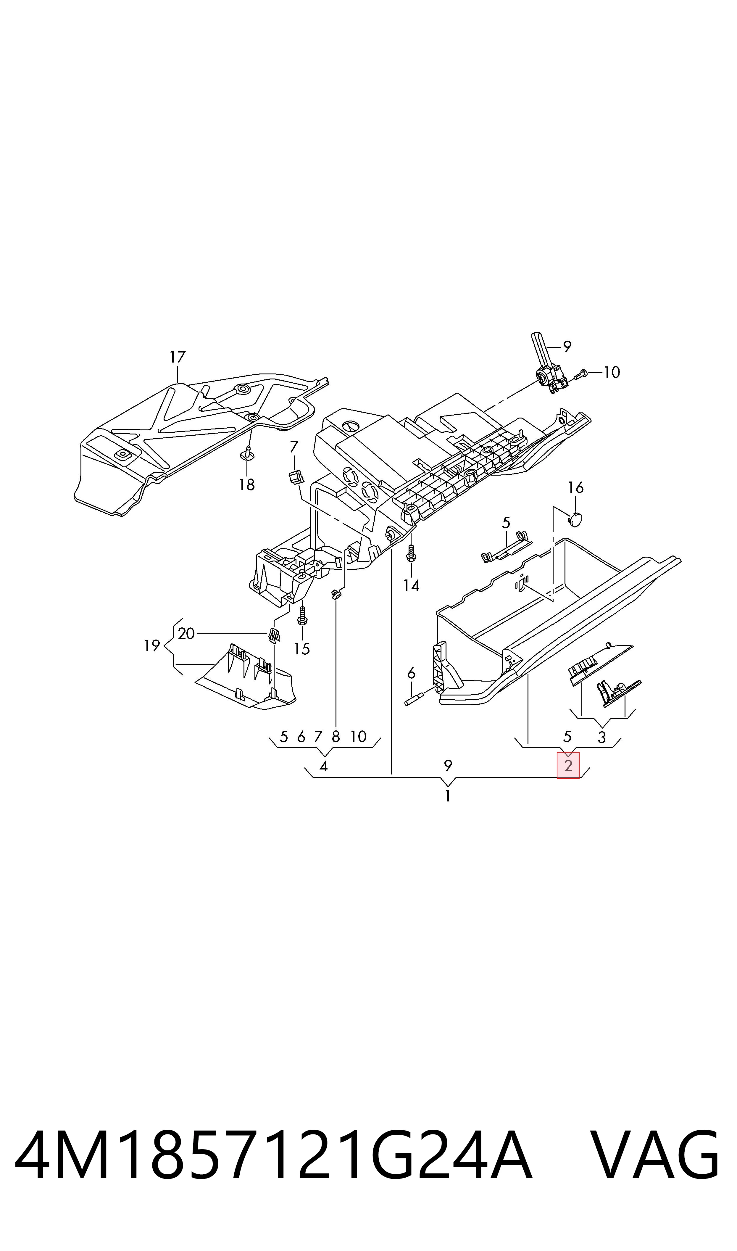 Comprar Tapa de la guantera Audi Q7 4MB, 4MG, 4MQ a bajo precio