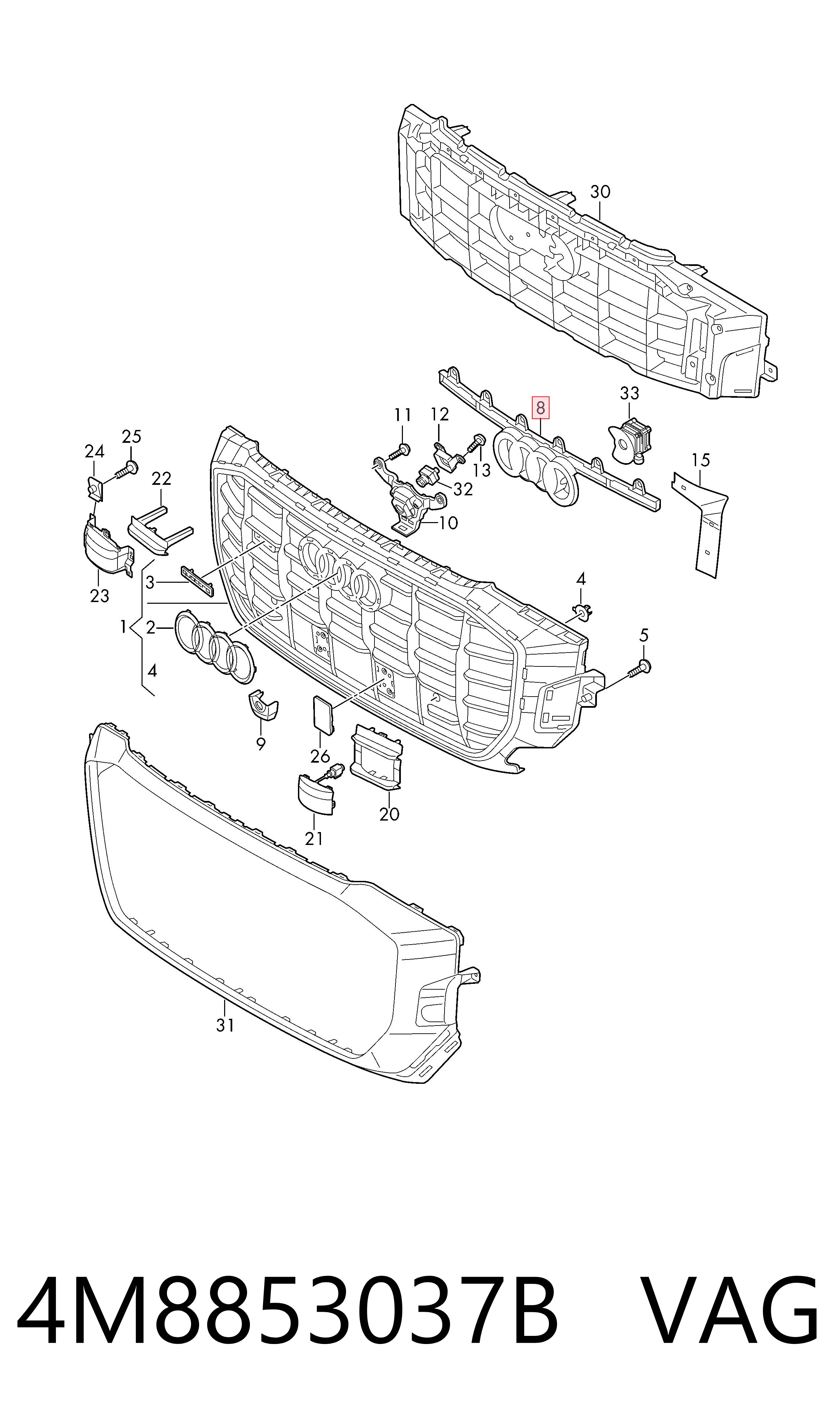 4M8853037B VAG Deflector de aire del radiador