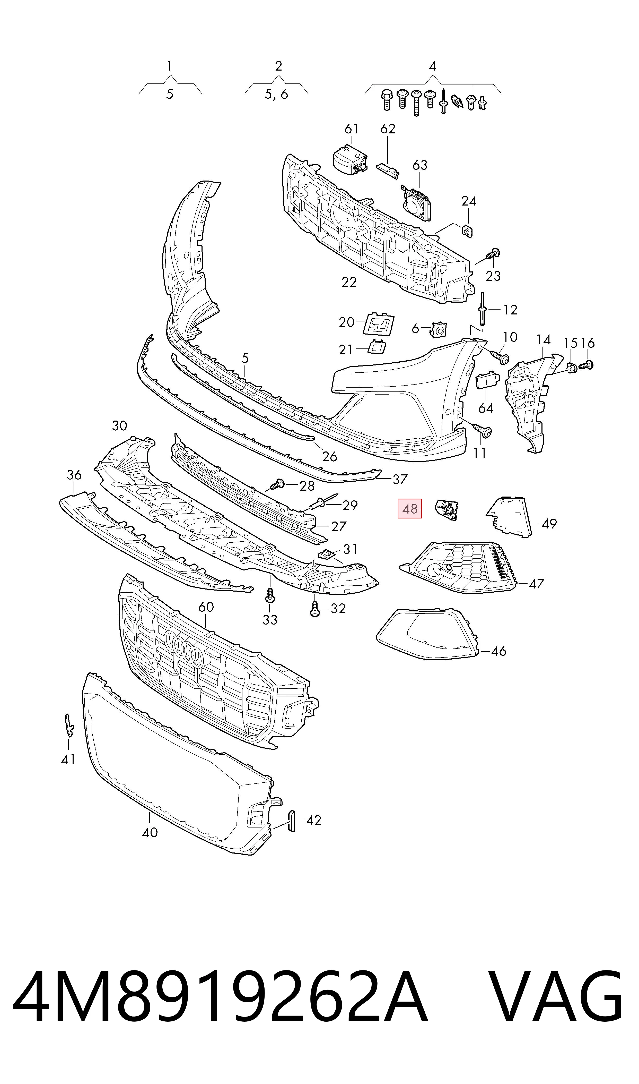 4M8919262A VAG Soporte del sensor de estacionamiento delantero lateral