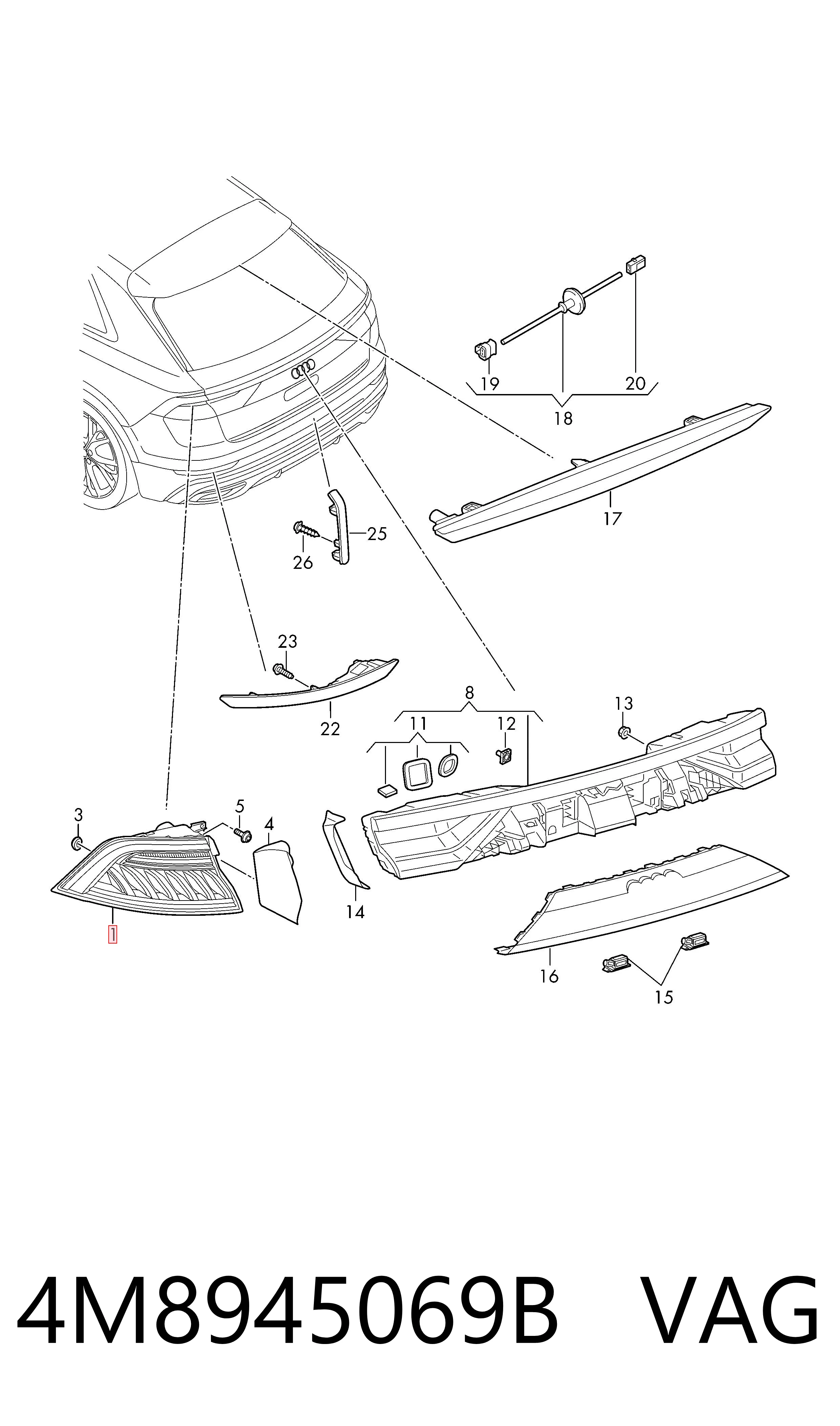 Piloto trasero exterior izquierdo VAG 4M8945069B precio, desde 461,94 EUR