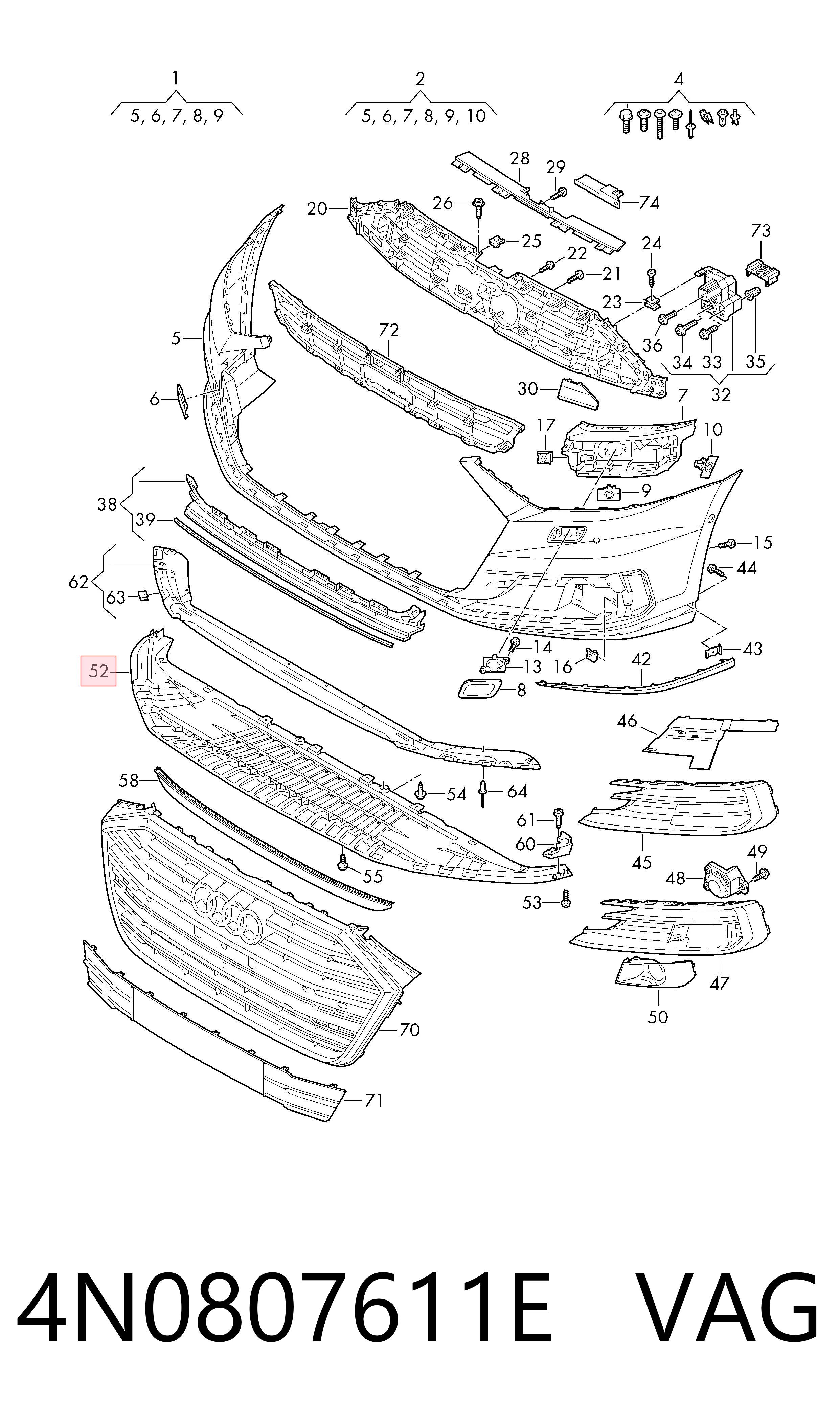4N0807611E VAG Protector paragolpes