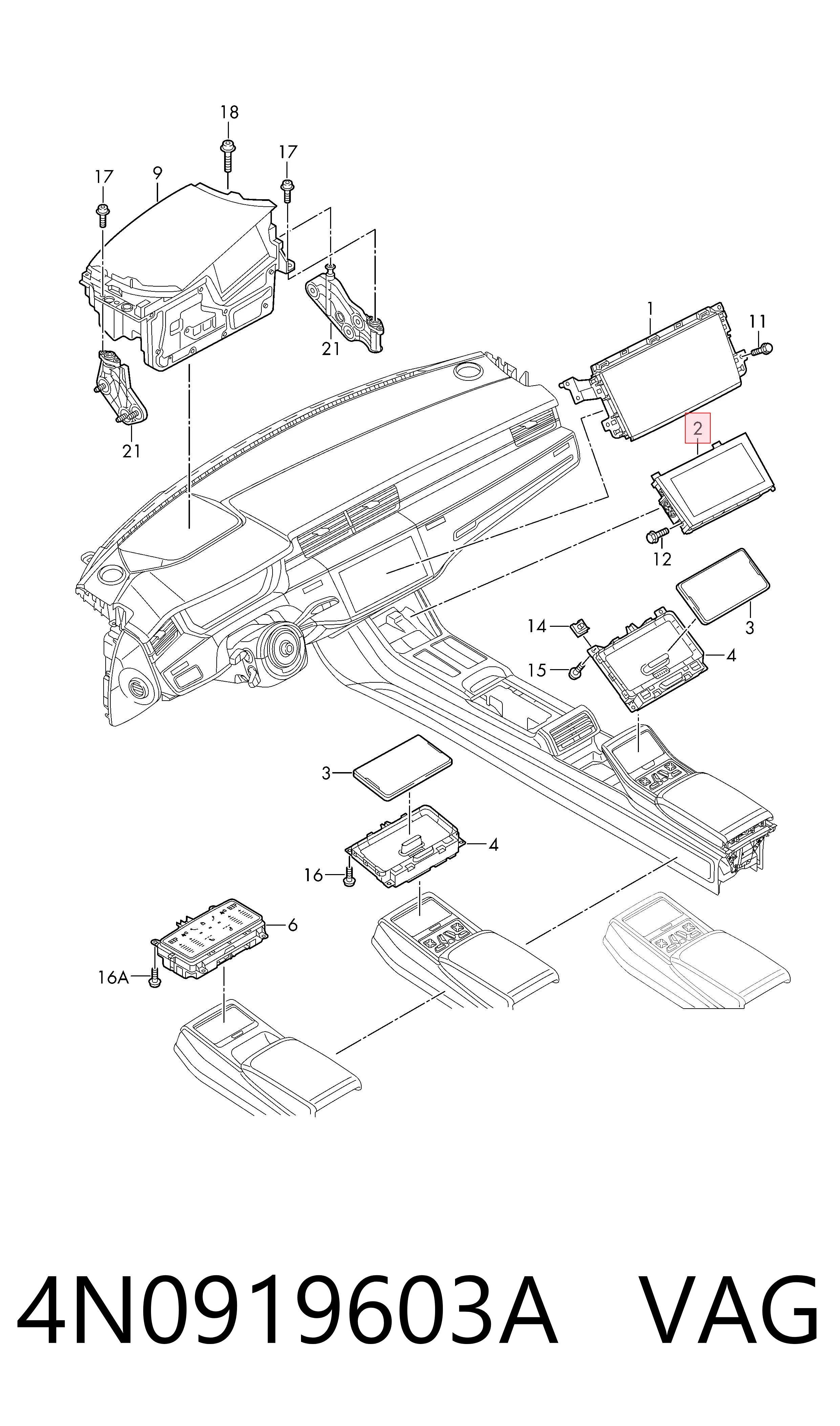 Pantalla multifuncion para Audi Q7  4MB, 4MG, 4MQ