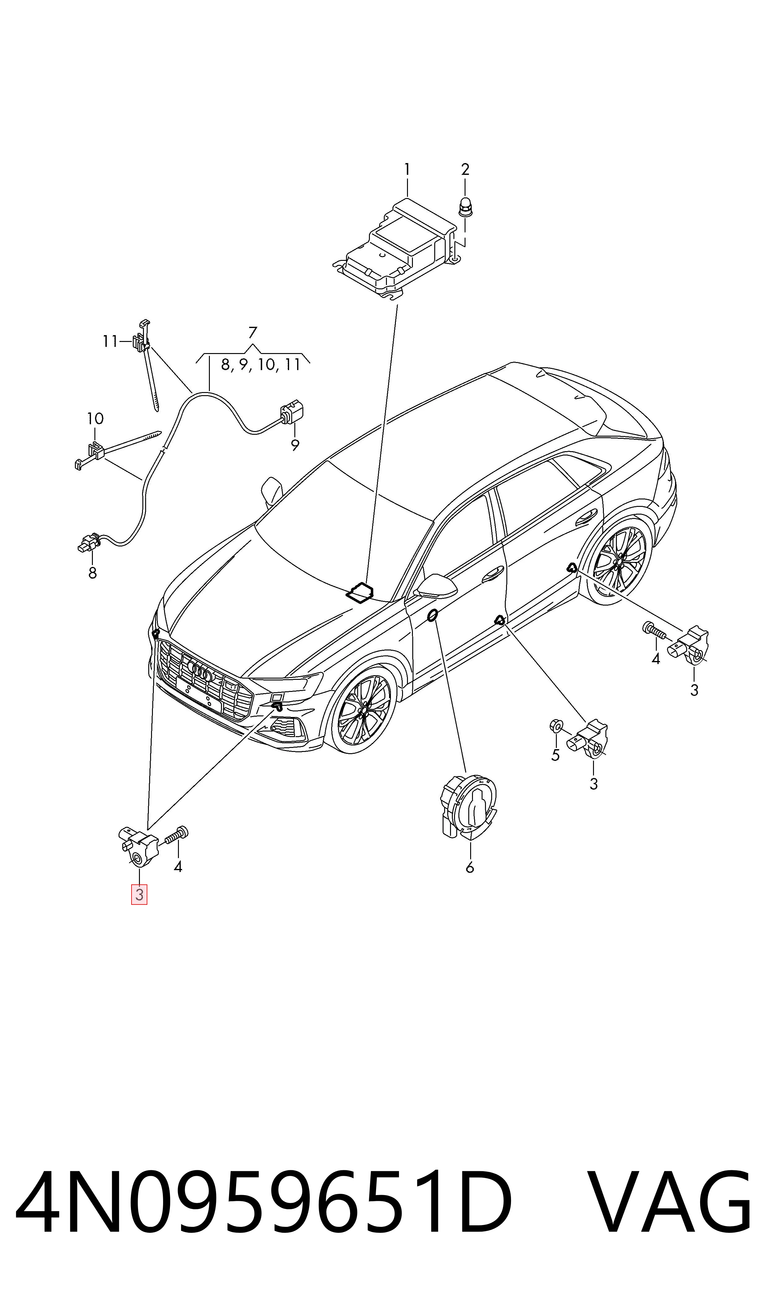 Comprar 4N0959651D VAG Sensor de airbag delantero