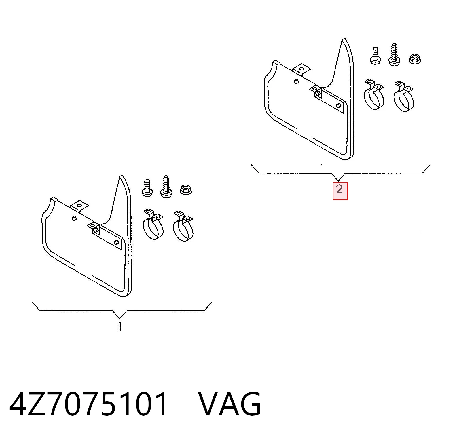 4Z7075101 VAG Juego de faldillas guardabarro traseros