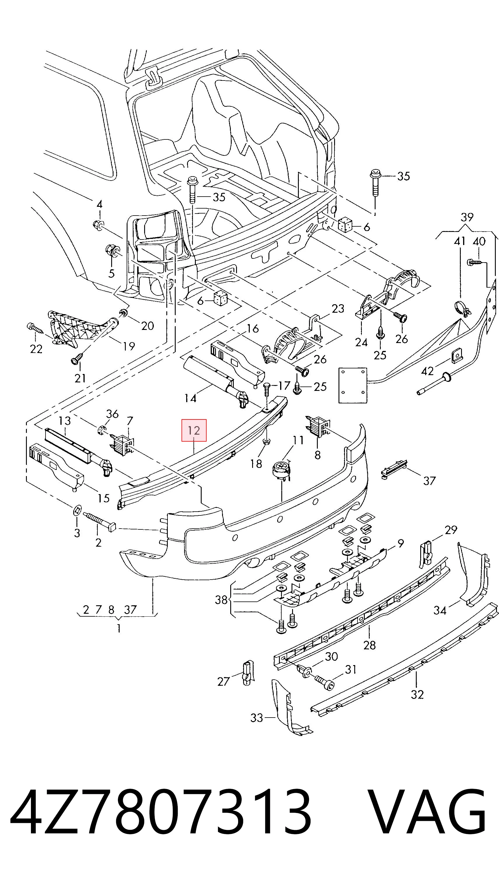 Comprar Refuerzo de parachoques trasero Audi A6 4BH a bajo precio