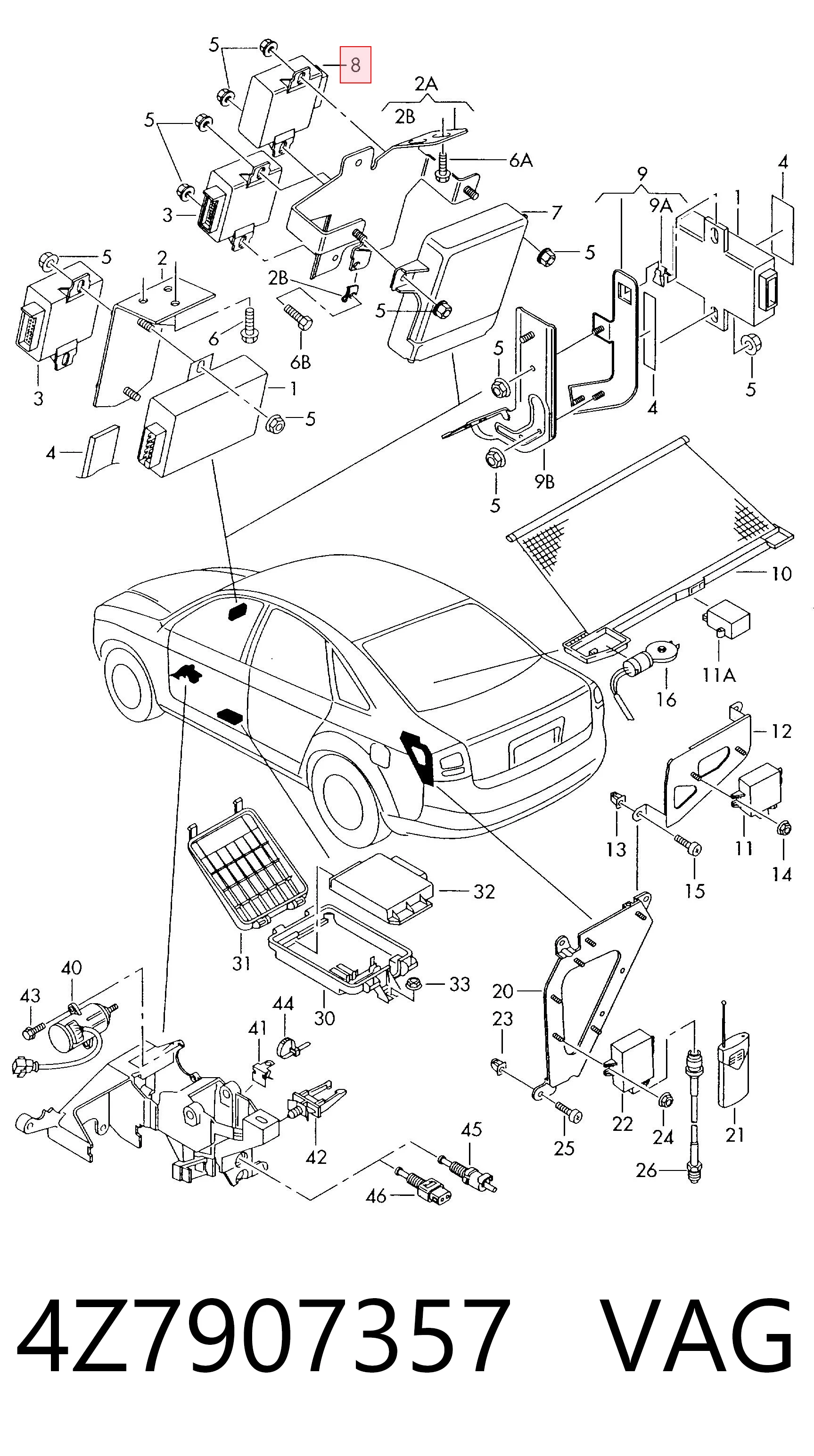 4Z7907357 VAG Módulo de control de luces de faros (ECU)