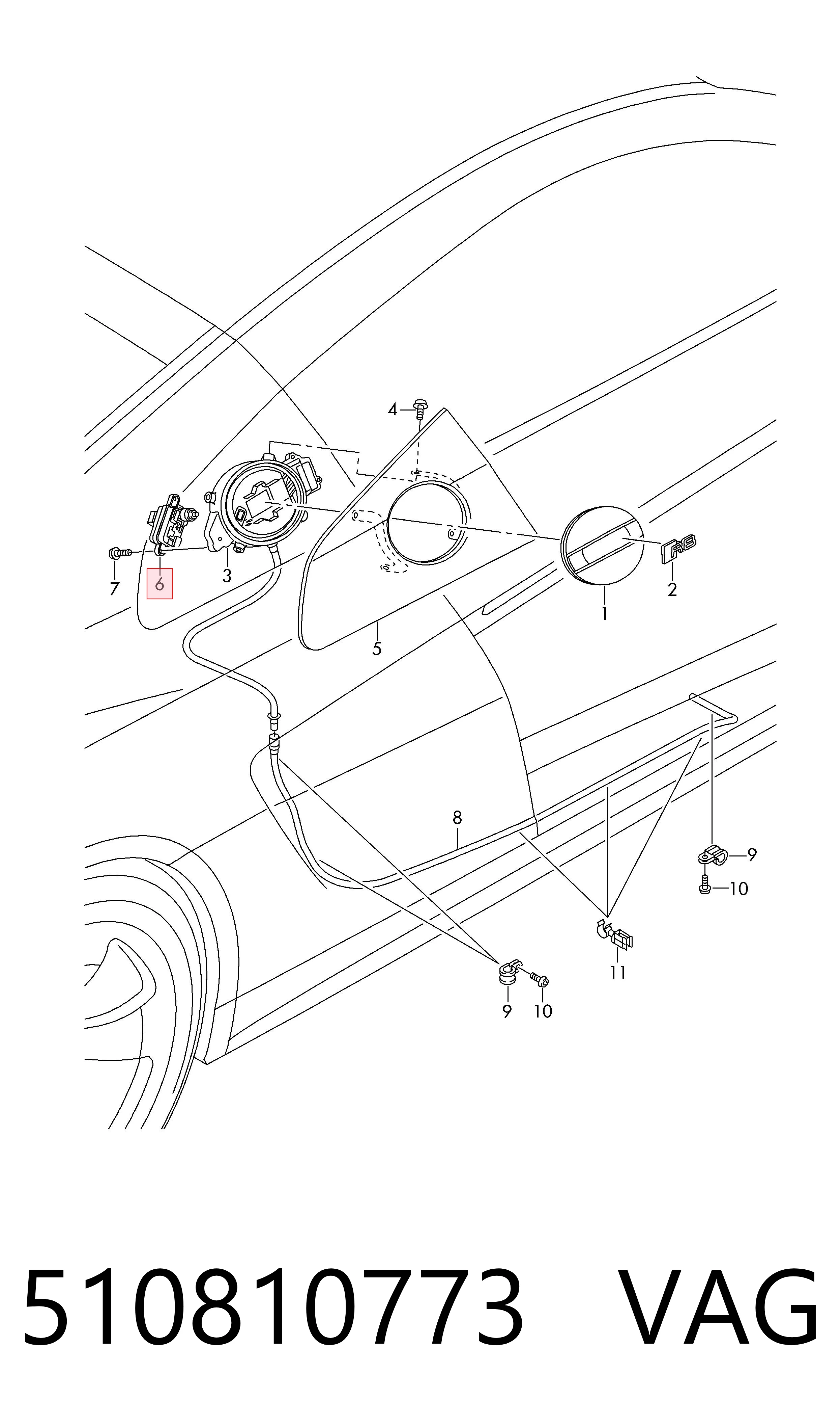 510810773 VAG Motor apertura de tapa combustible