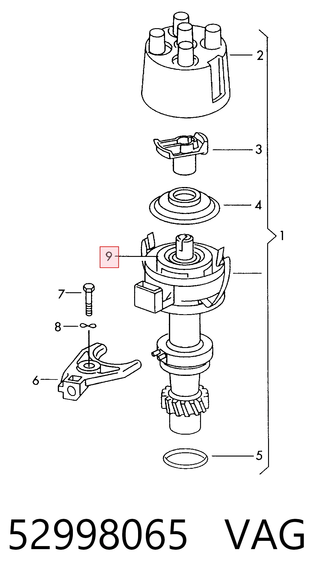 Sensor de efecto Hall 52998065 VAG