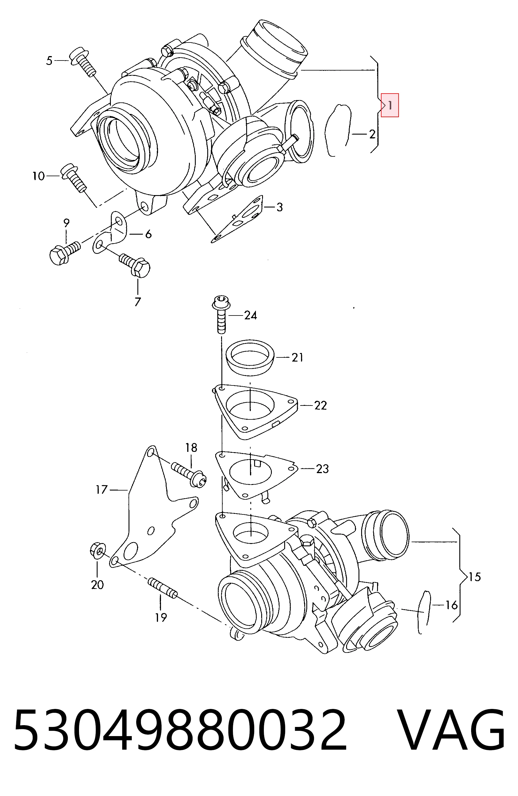 Turbocompresor 53049880032 VAG