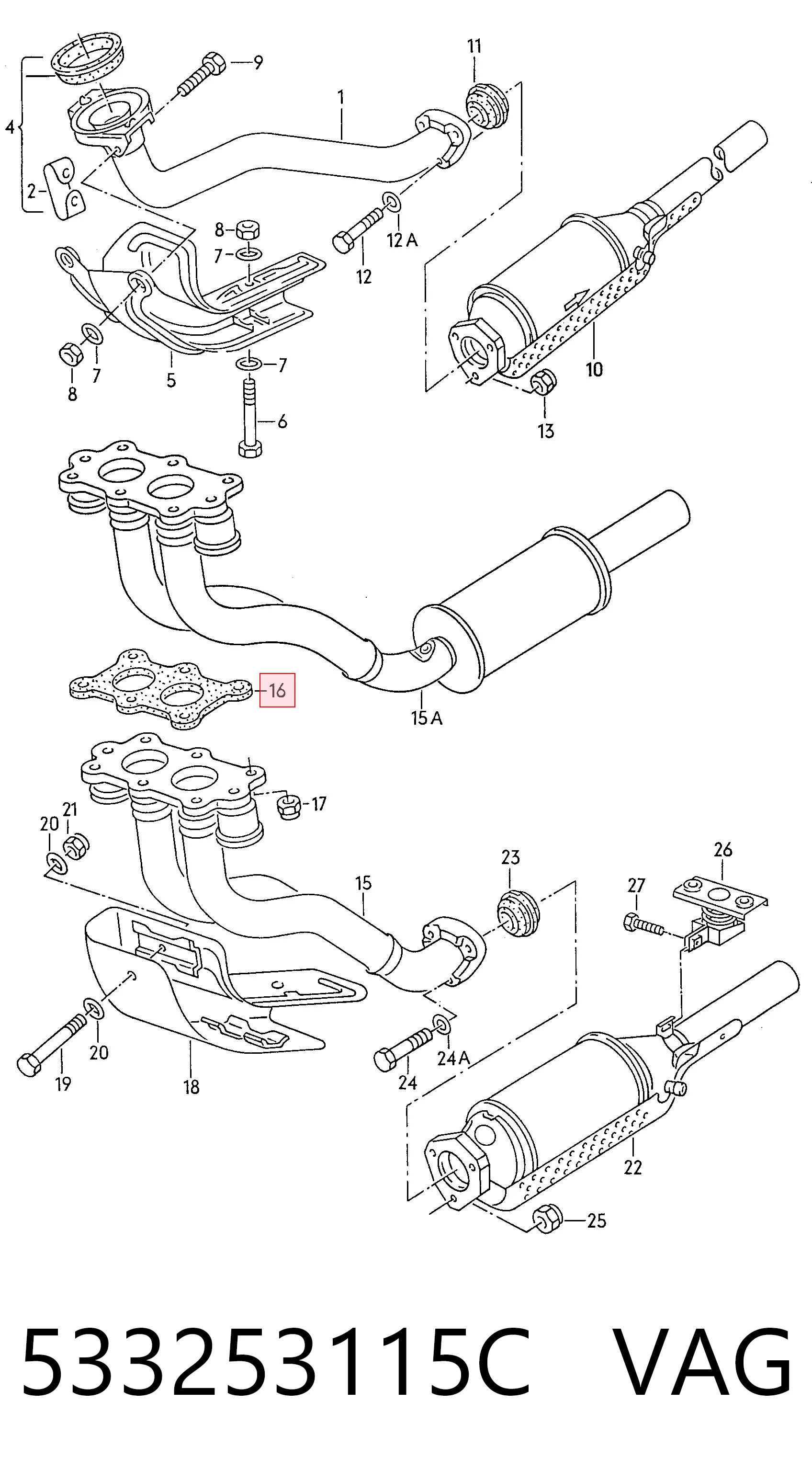 Junta de tubo de escape VAG 533253115C precio, desde 3,54 EUR