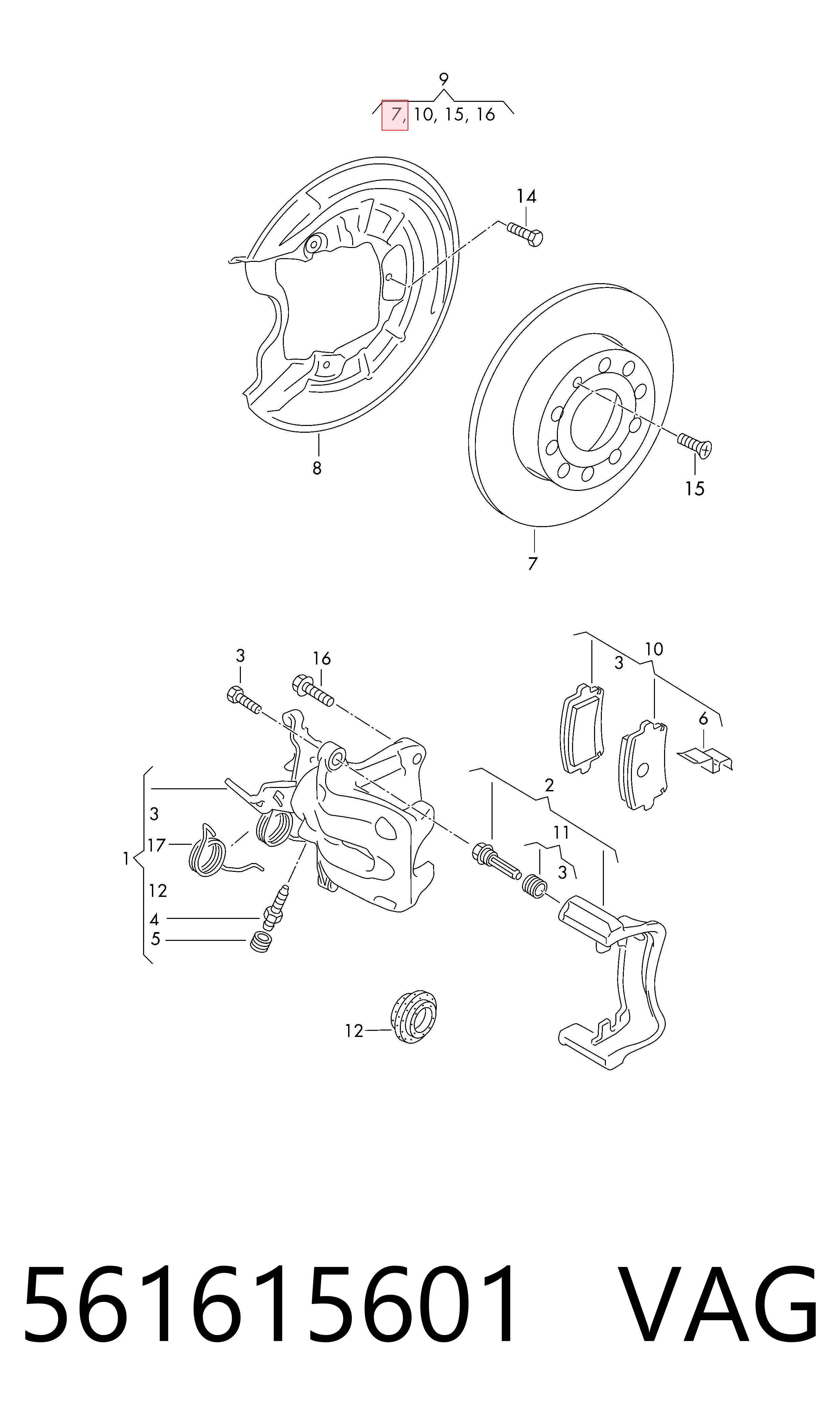 Disco de freno trasero para Volkswagen Golf CG5, DB5