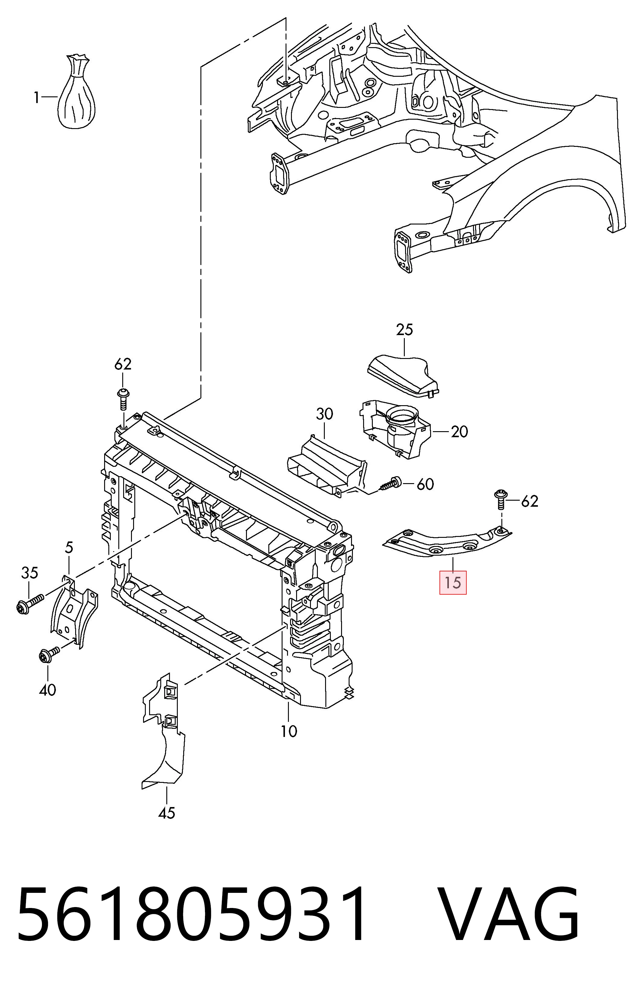 561805931 VAG Soporte de montaje de faros delantero izquierdo