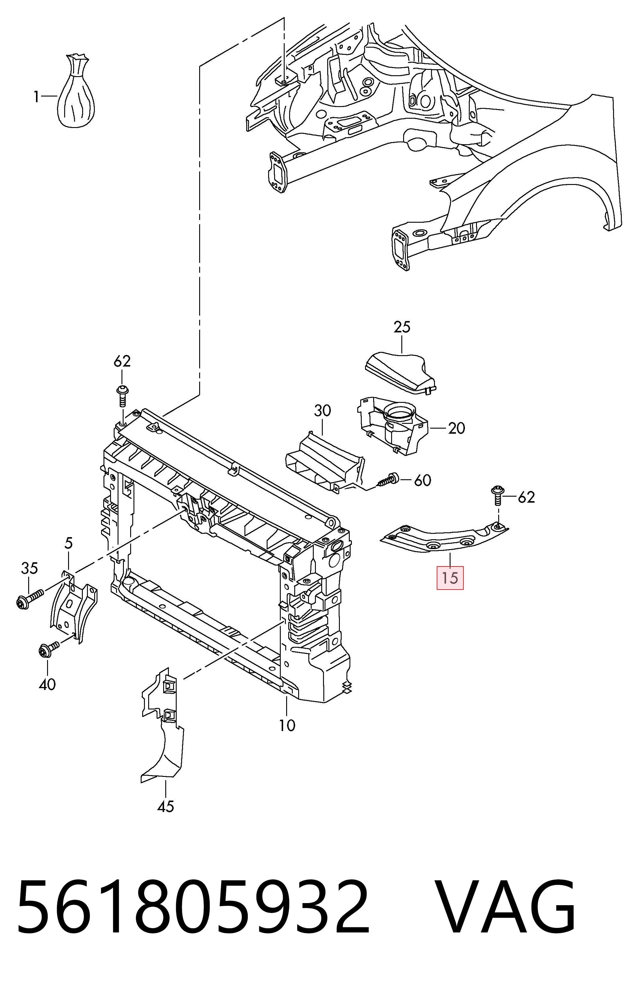 561805932 VAG Soporte de fijación del faro delantero derecho