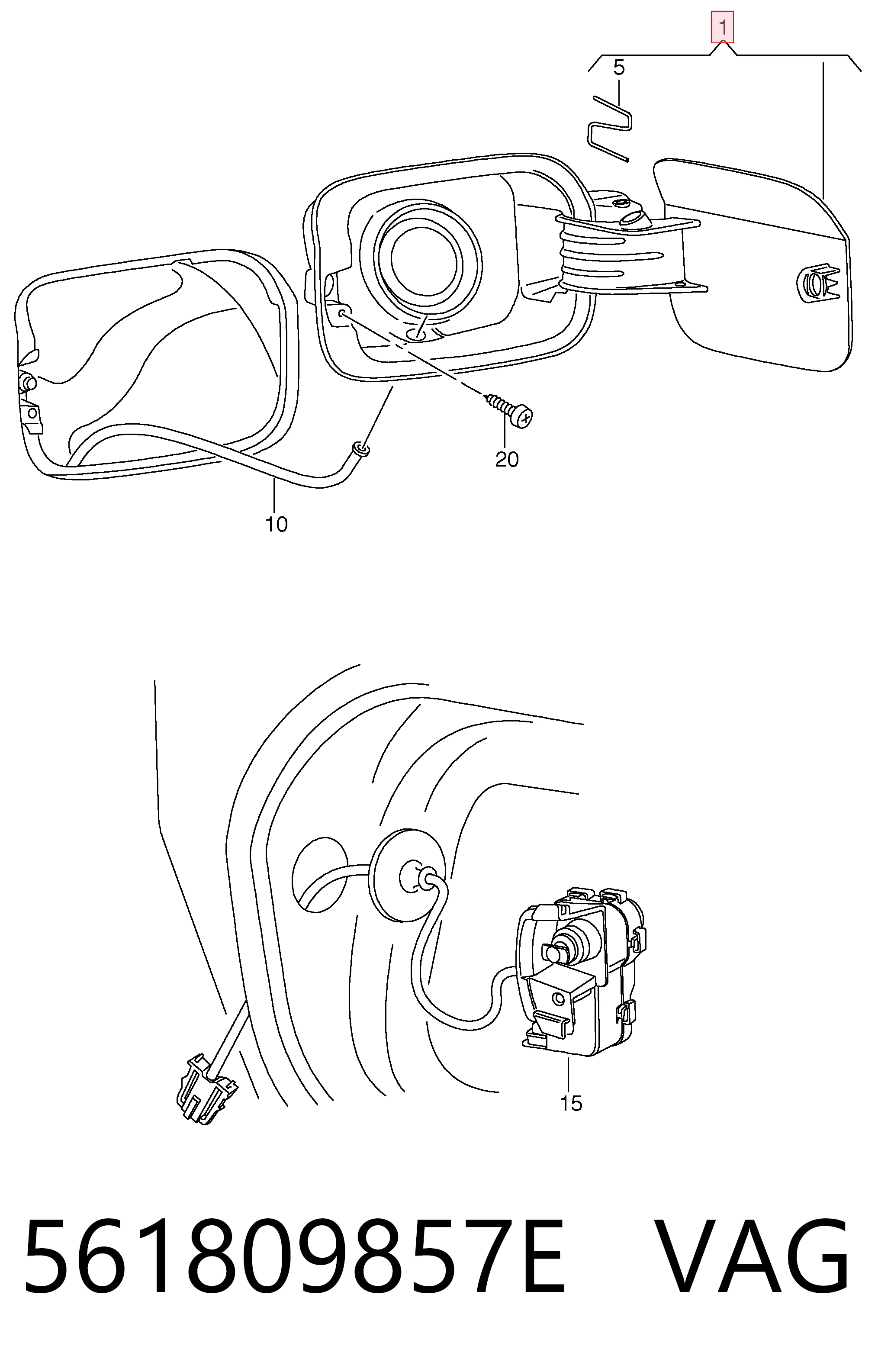 Tapa del depósito de combustible 561809857E VAG