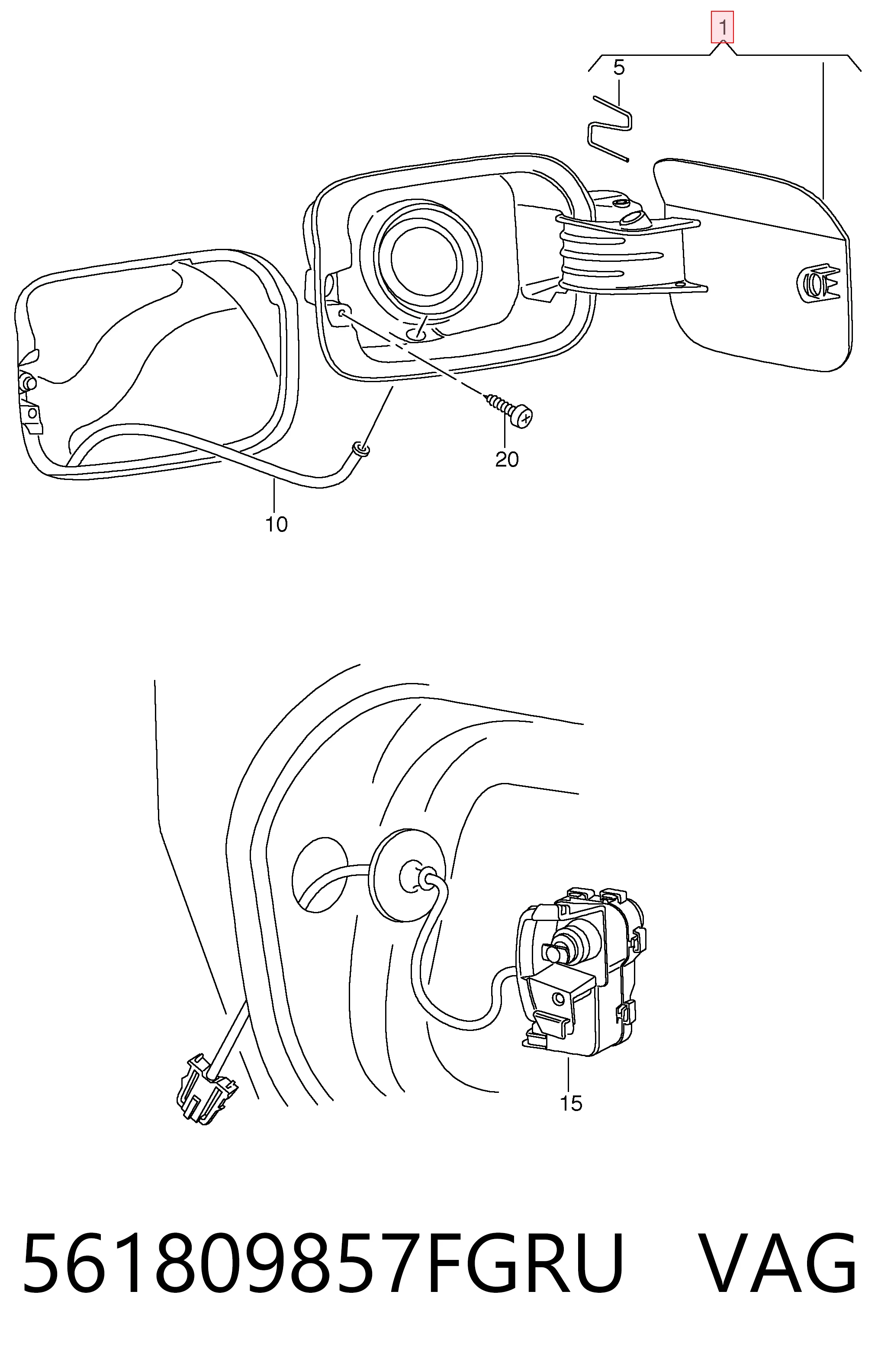561809857FGRU VAG Tapa tanque combustible
