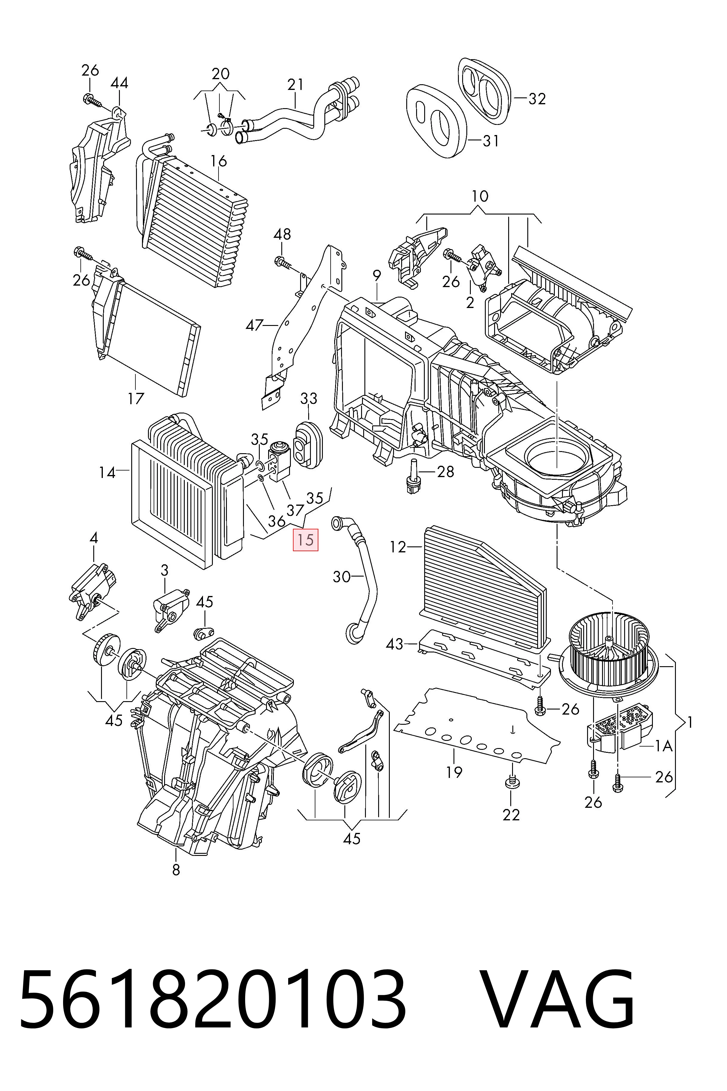 561820103 VAG Evaporador, aire acondicionado