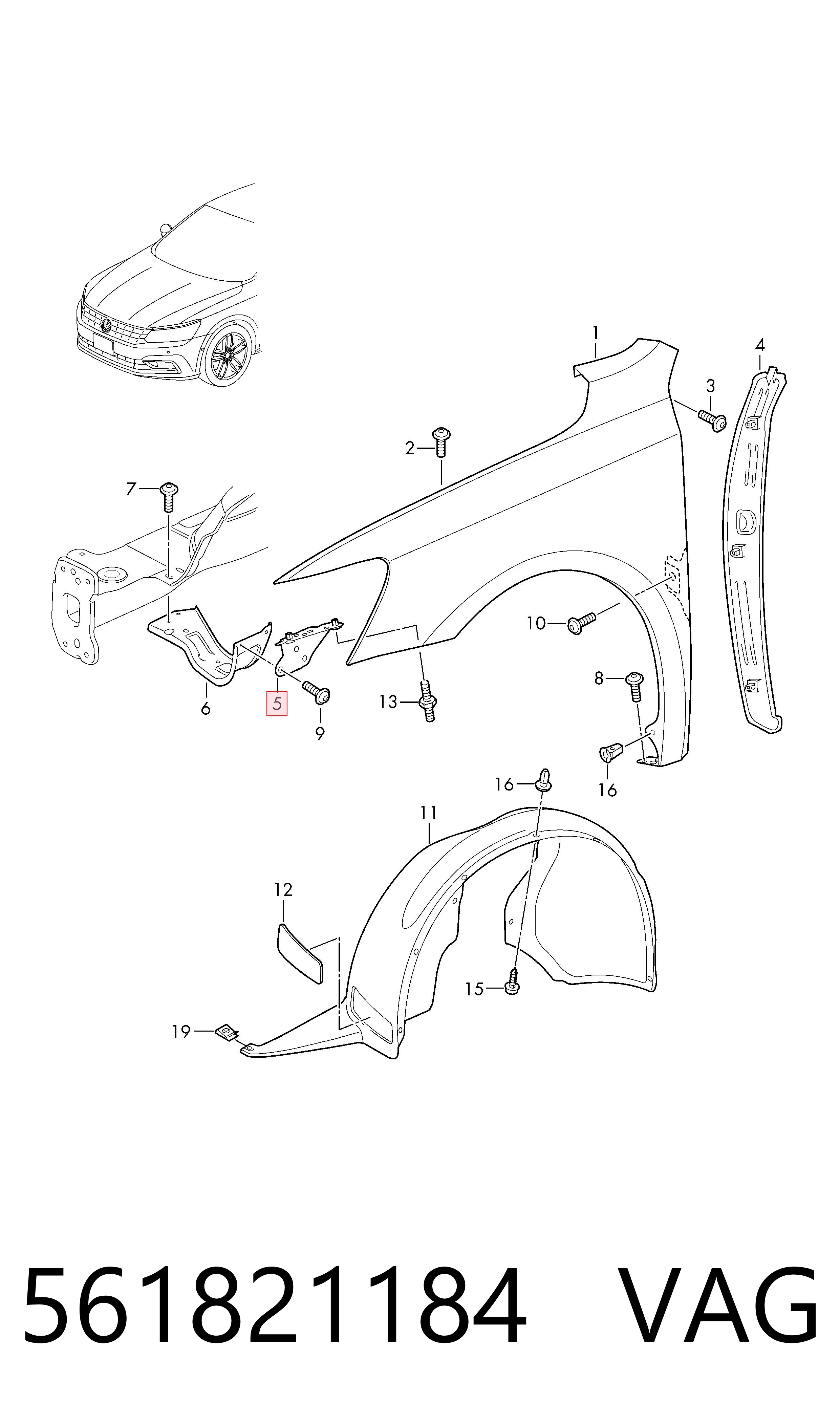561821184 VAG Soporte delantero de guardabarros delantero derecho