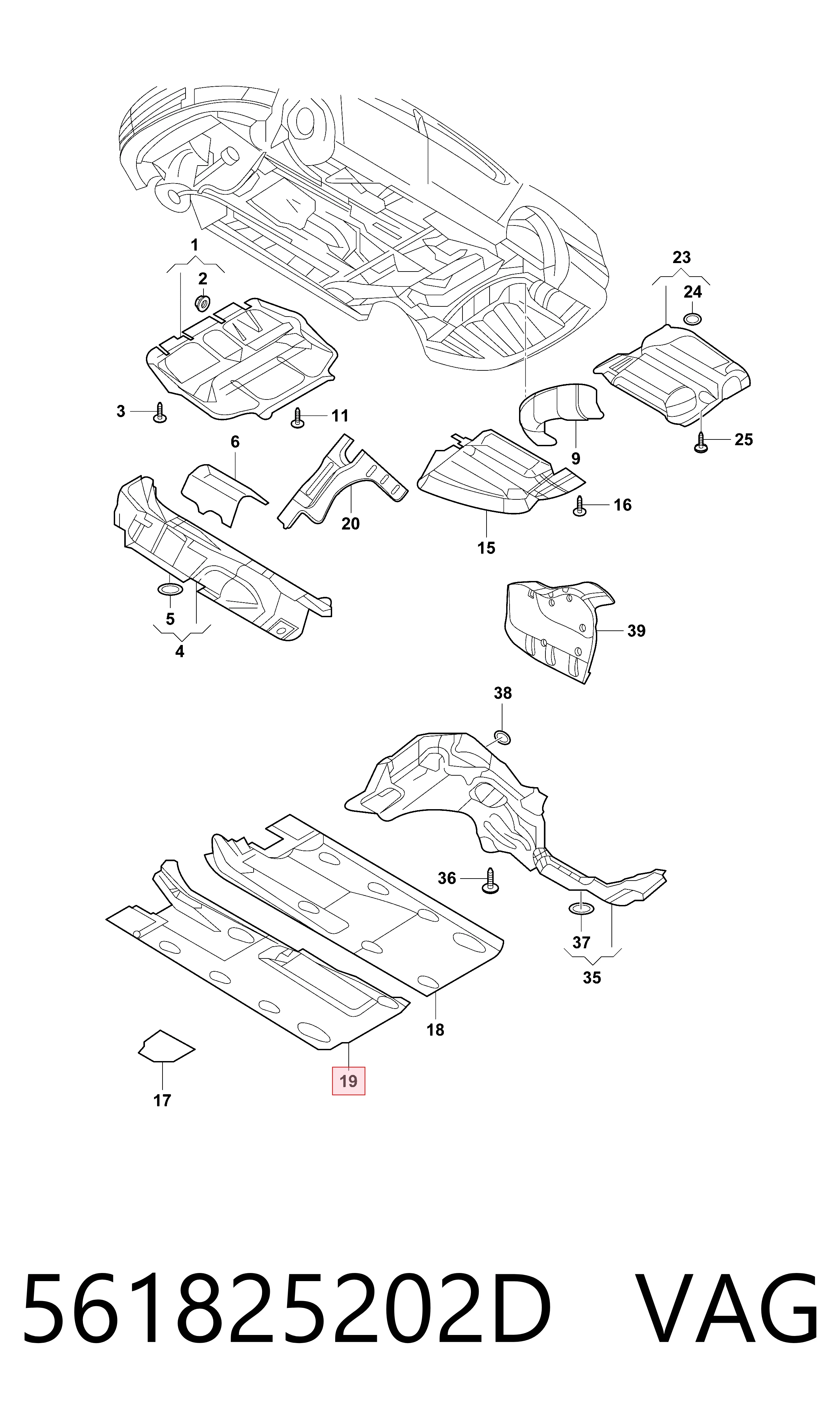 561825202D VAG Protección inferior derecha