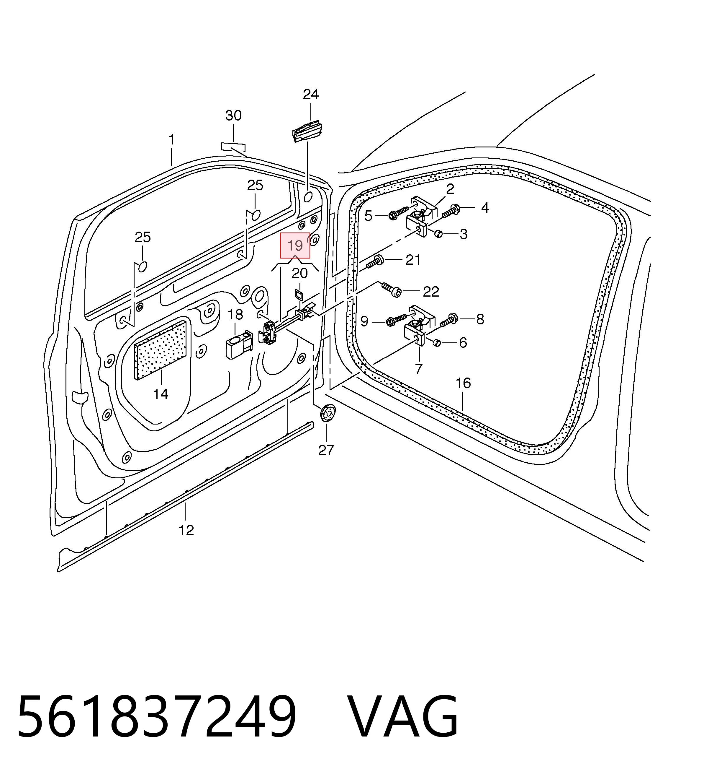 Limitador de apertura de puerta delantera 561837249 VAG