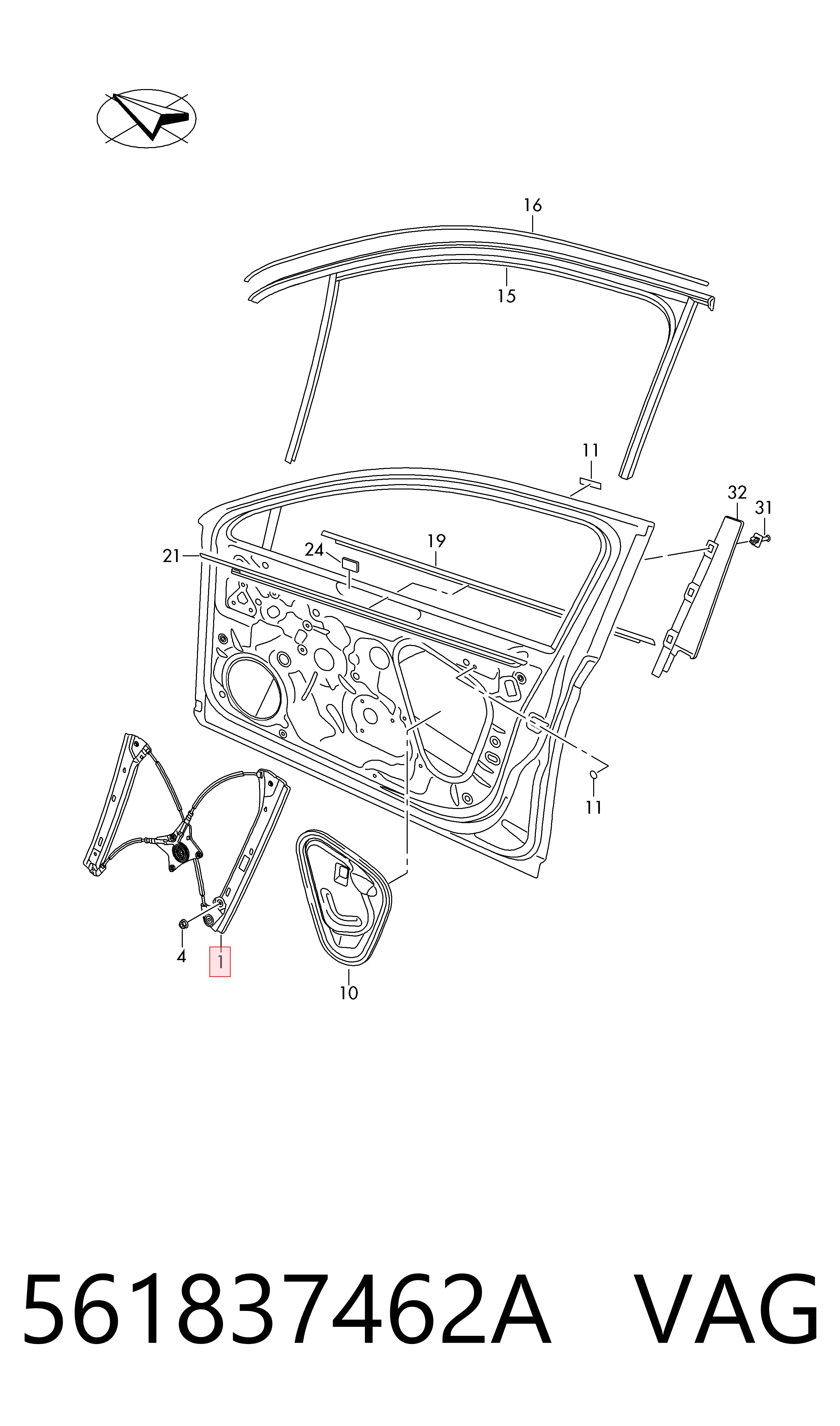 Comprar Mecanismo de elevalunas de la puerta delantera derecha Volkswagen Passat 362 a bajo precio