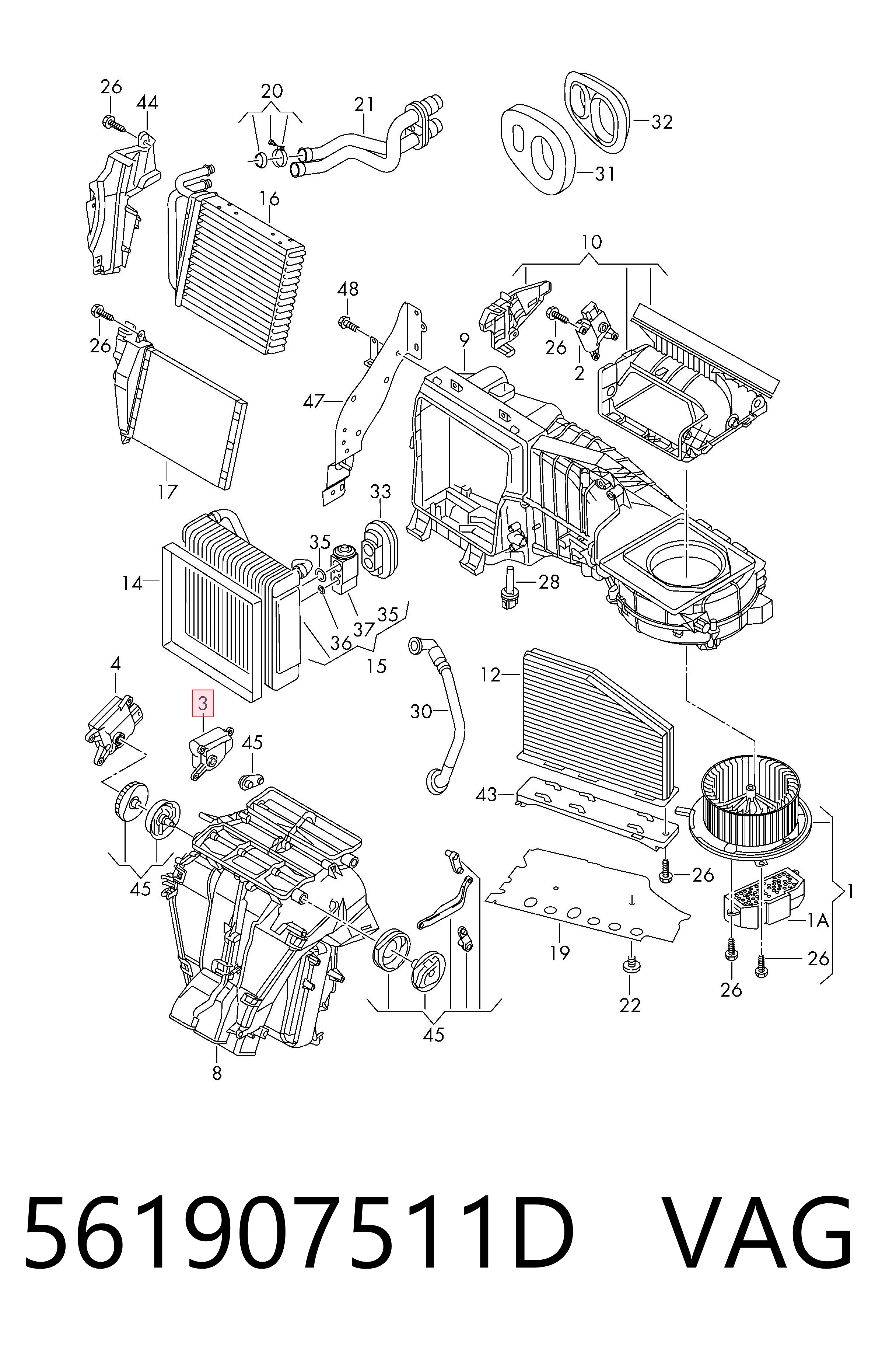 561907511D VAG Motor de recirculación de aire