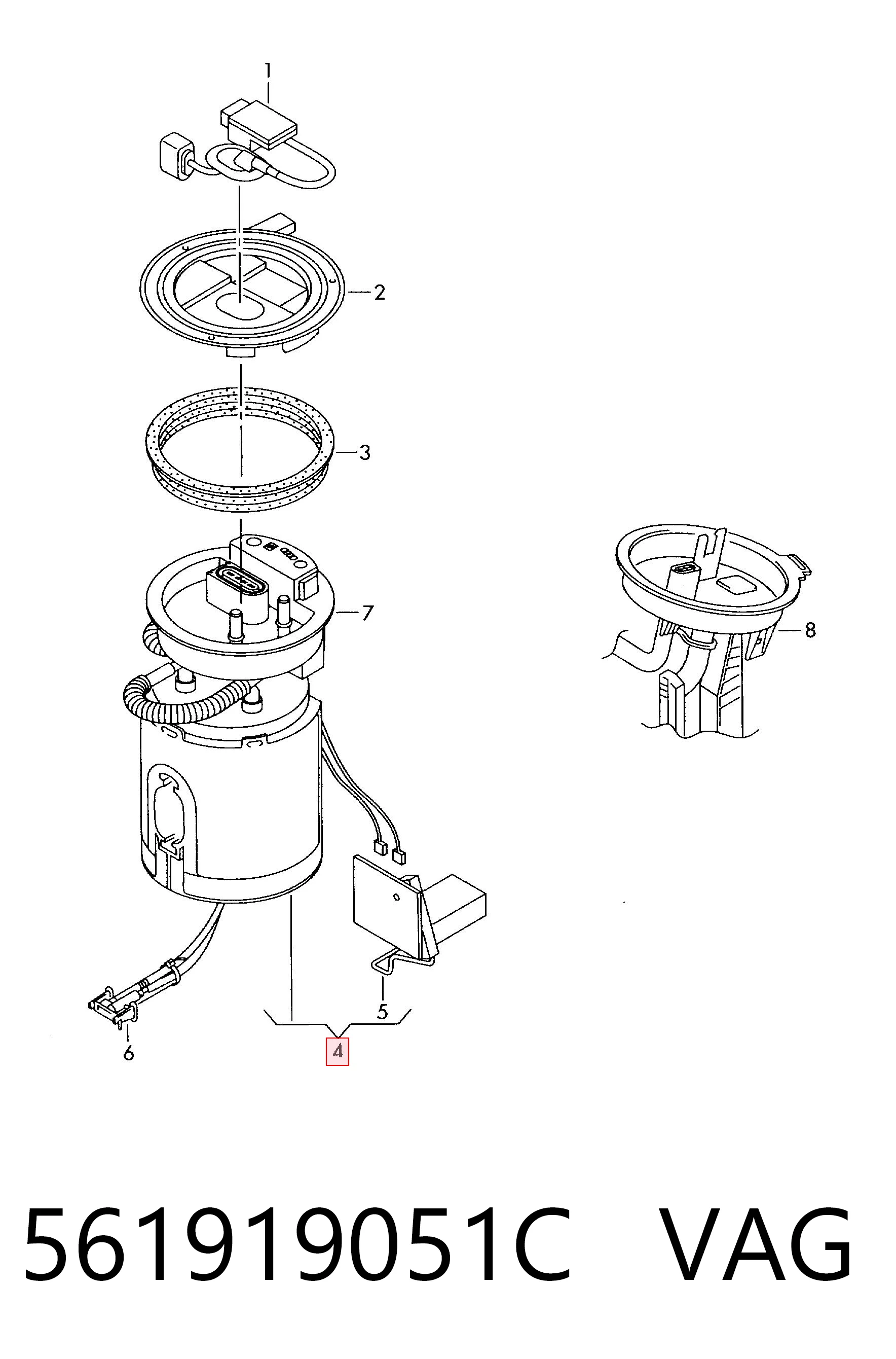 561919051C VAG Módulo de alimentación de combustible