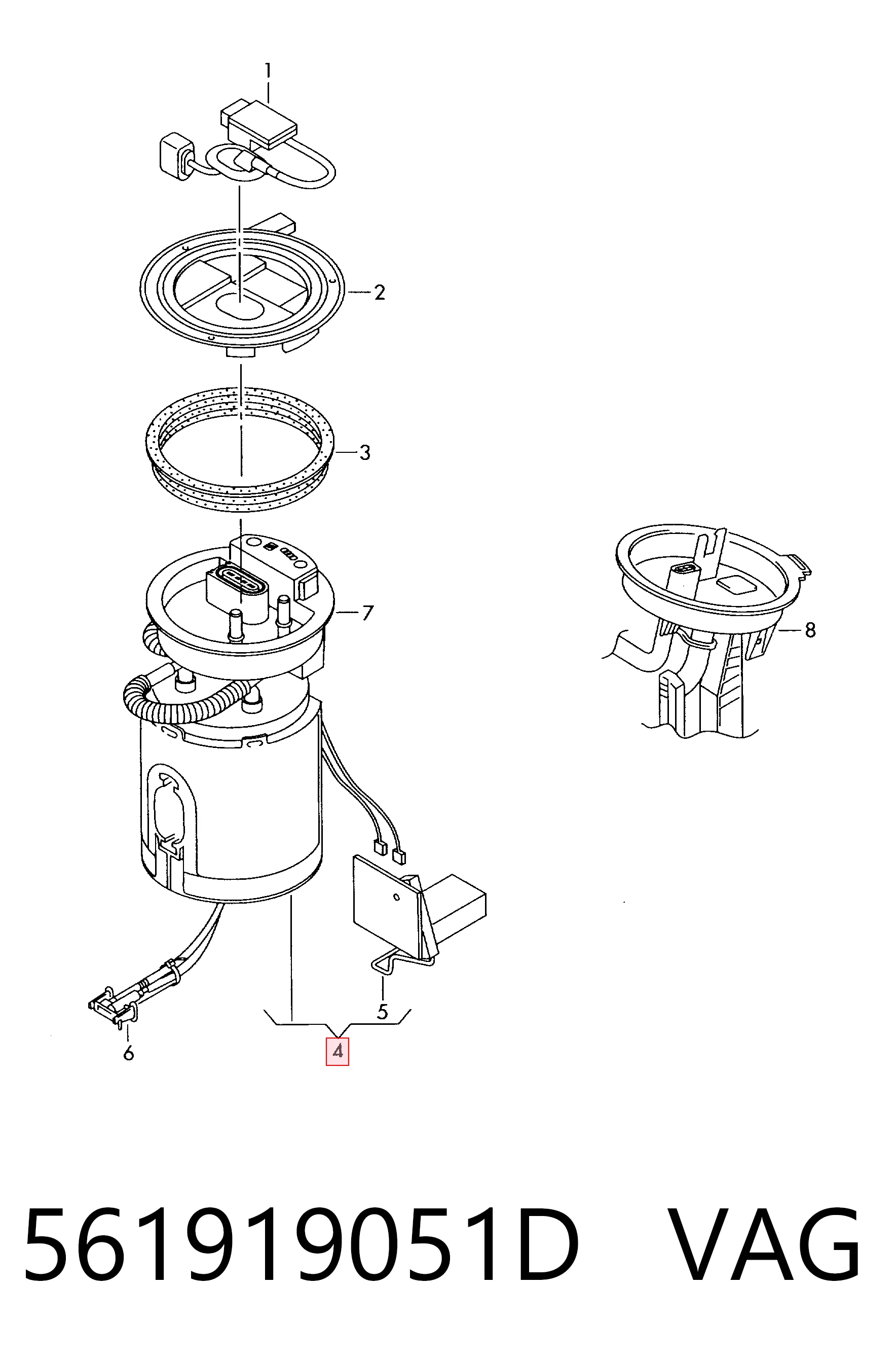 561919051D VAG Módulo de alimentación de combustible