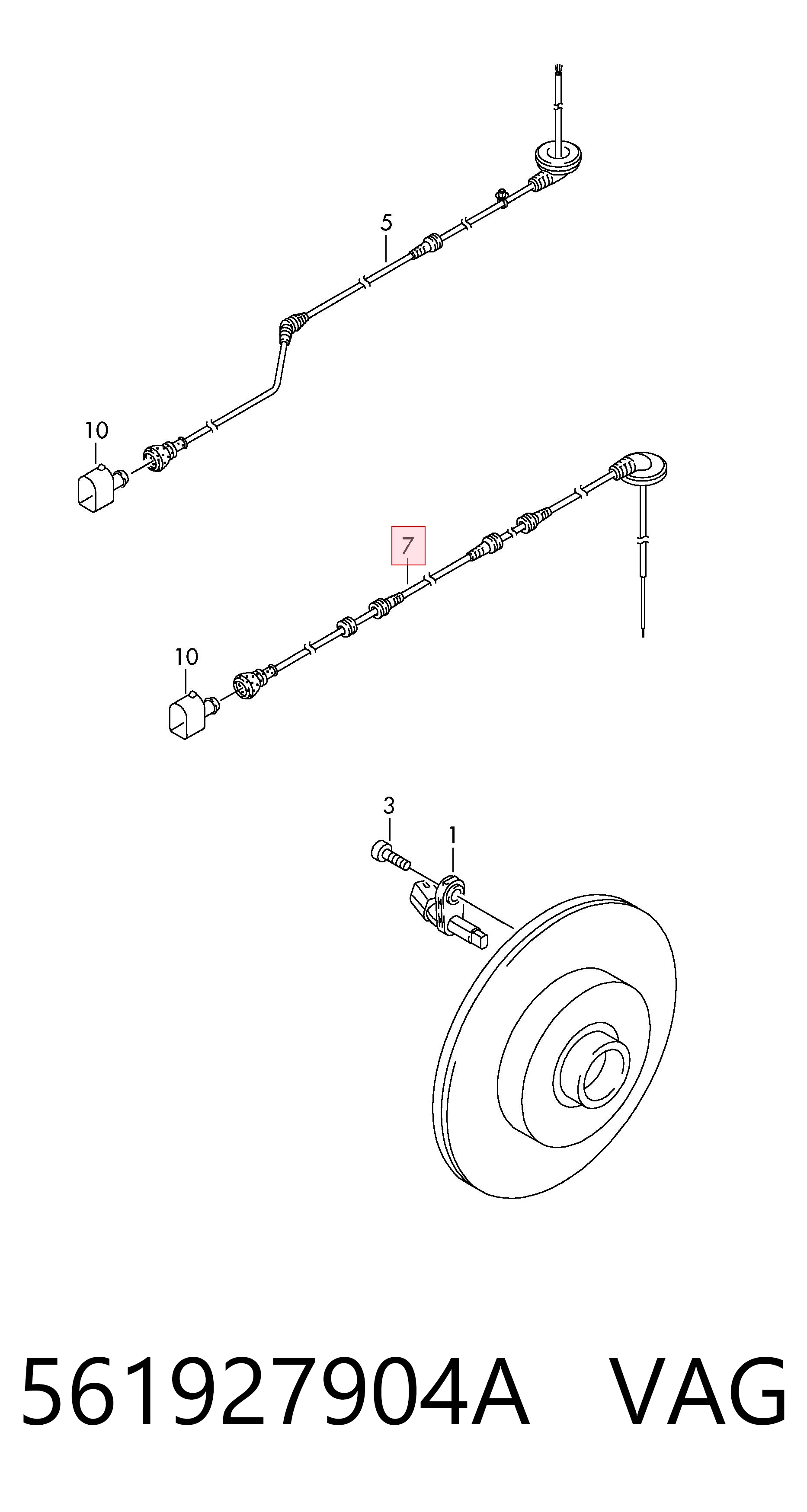 561927904A VAG Cable del sensor ABS trasero derecho