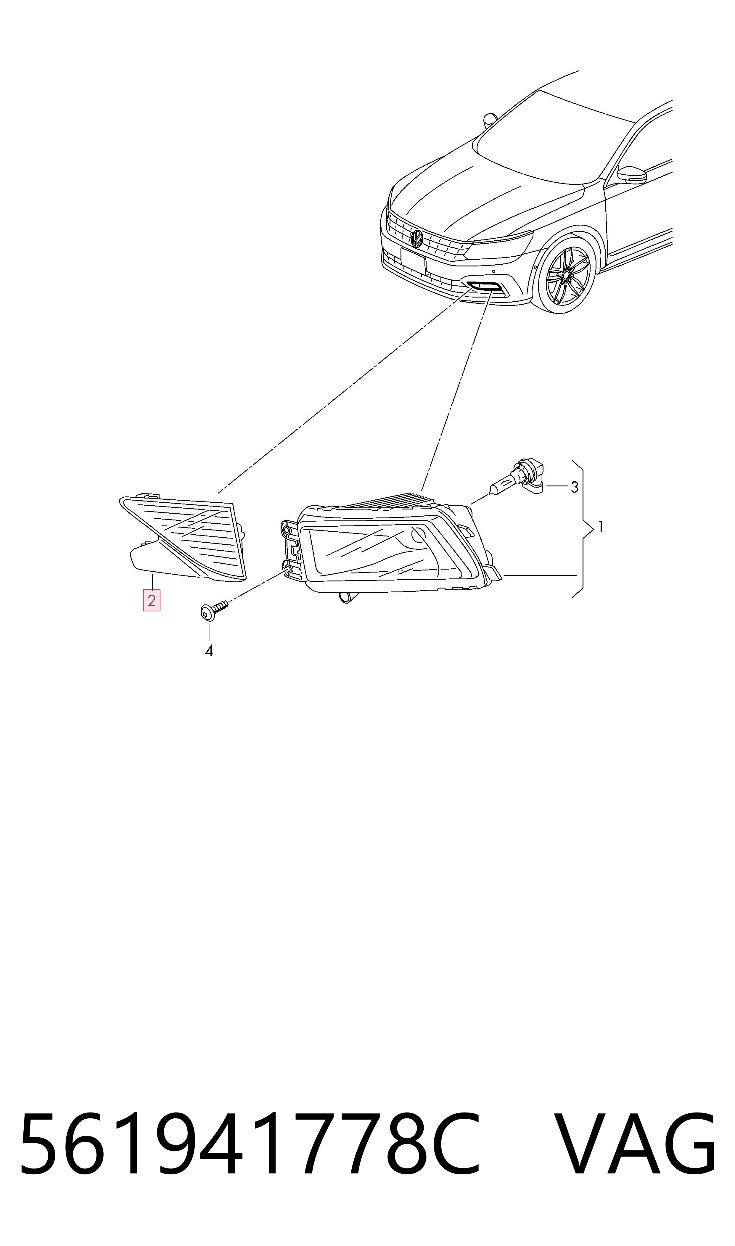 561941778C VAG Reflector del parachoques delantero derecho