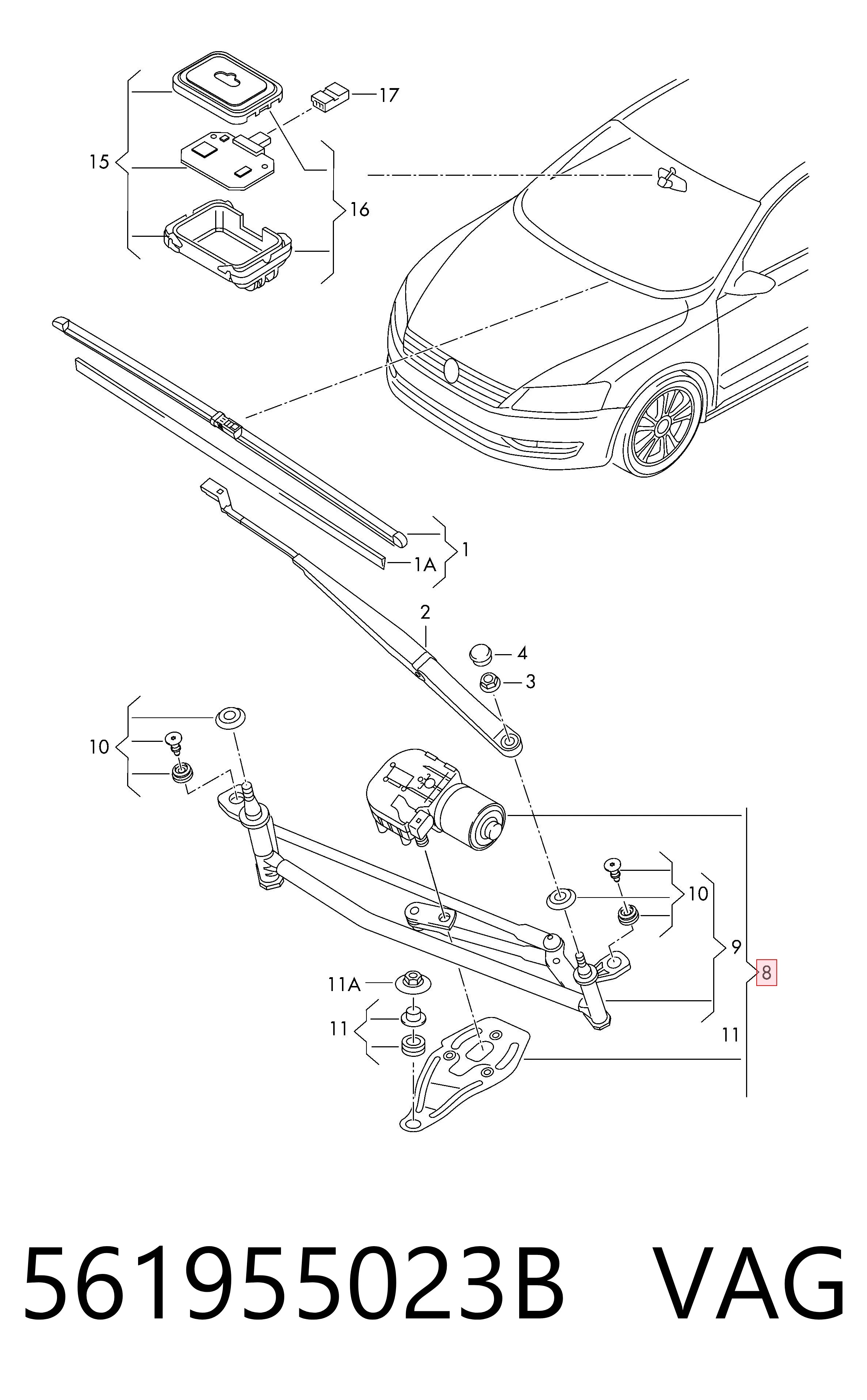 Comprar Trapezio del limpiaparabrisas Volkswagen Passat 3G2, CB2 a bajo precio