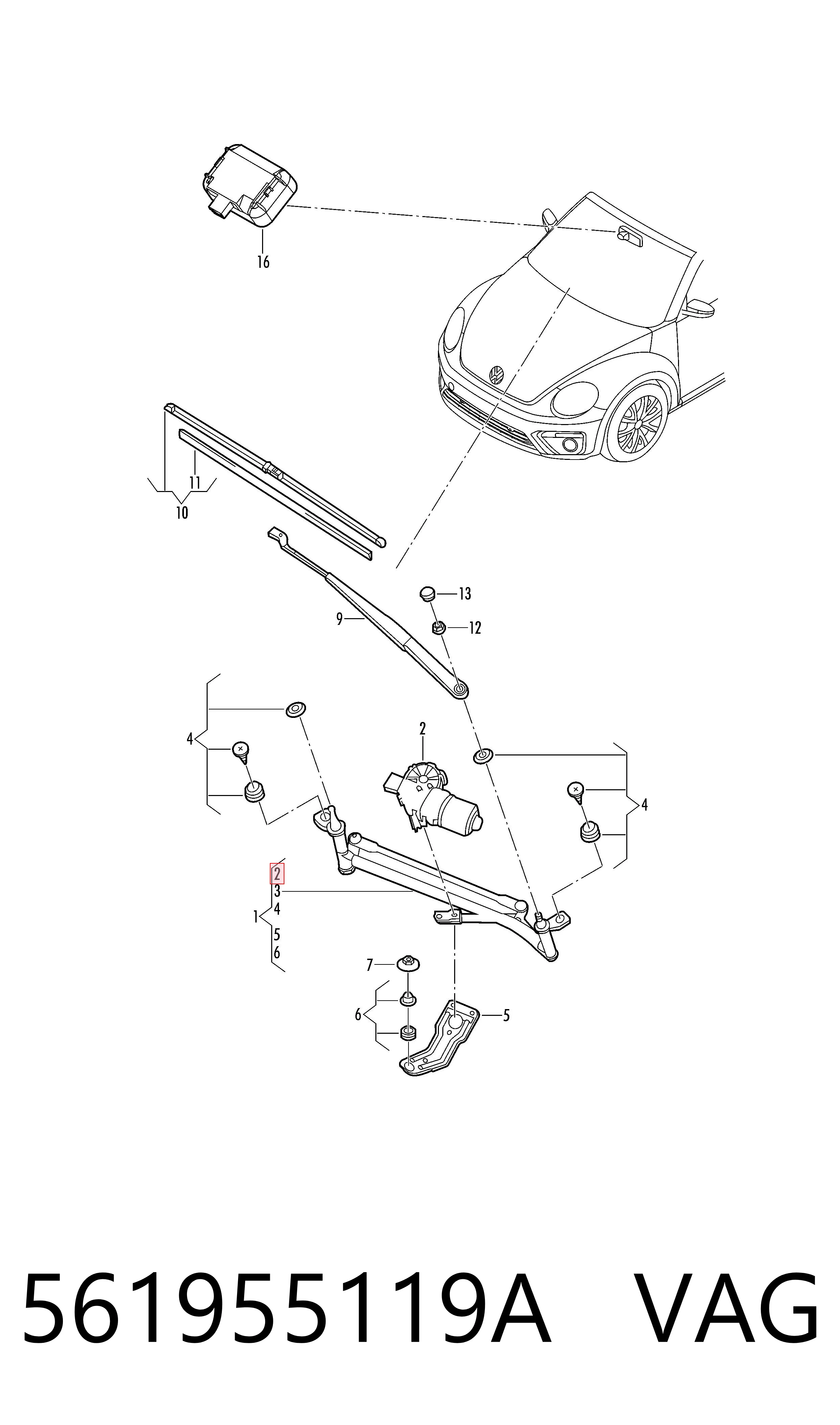 561955119A VAG Motor del limpiaparabrisas