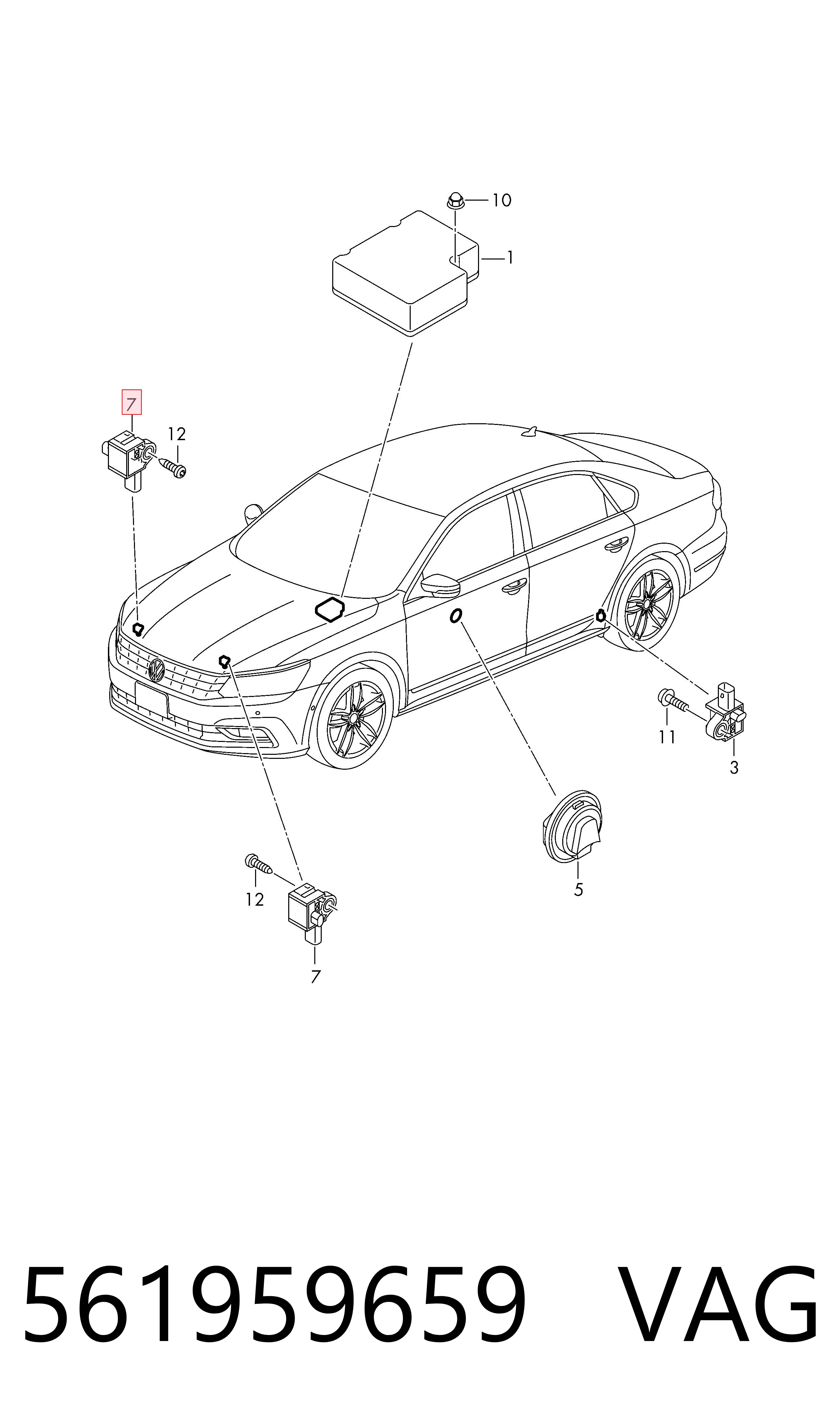 561959659 VAG Sensor de airbag delantero
