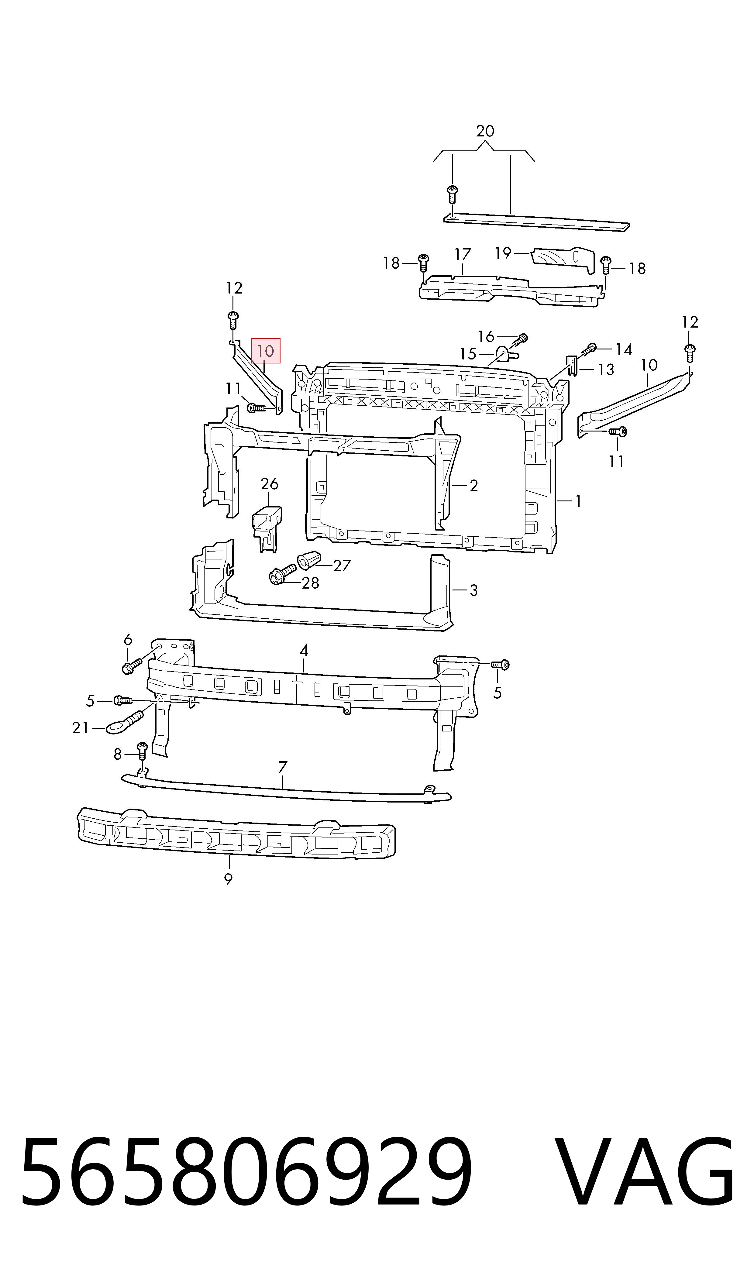 565806929 VAG Soporte de panel frontal izquierdo