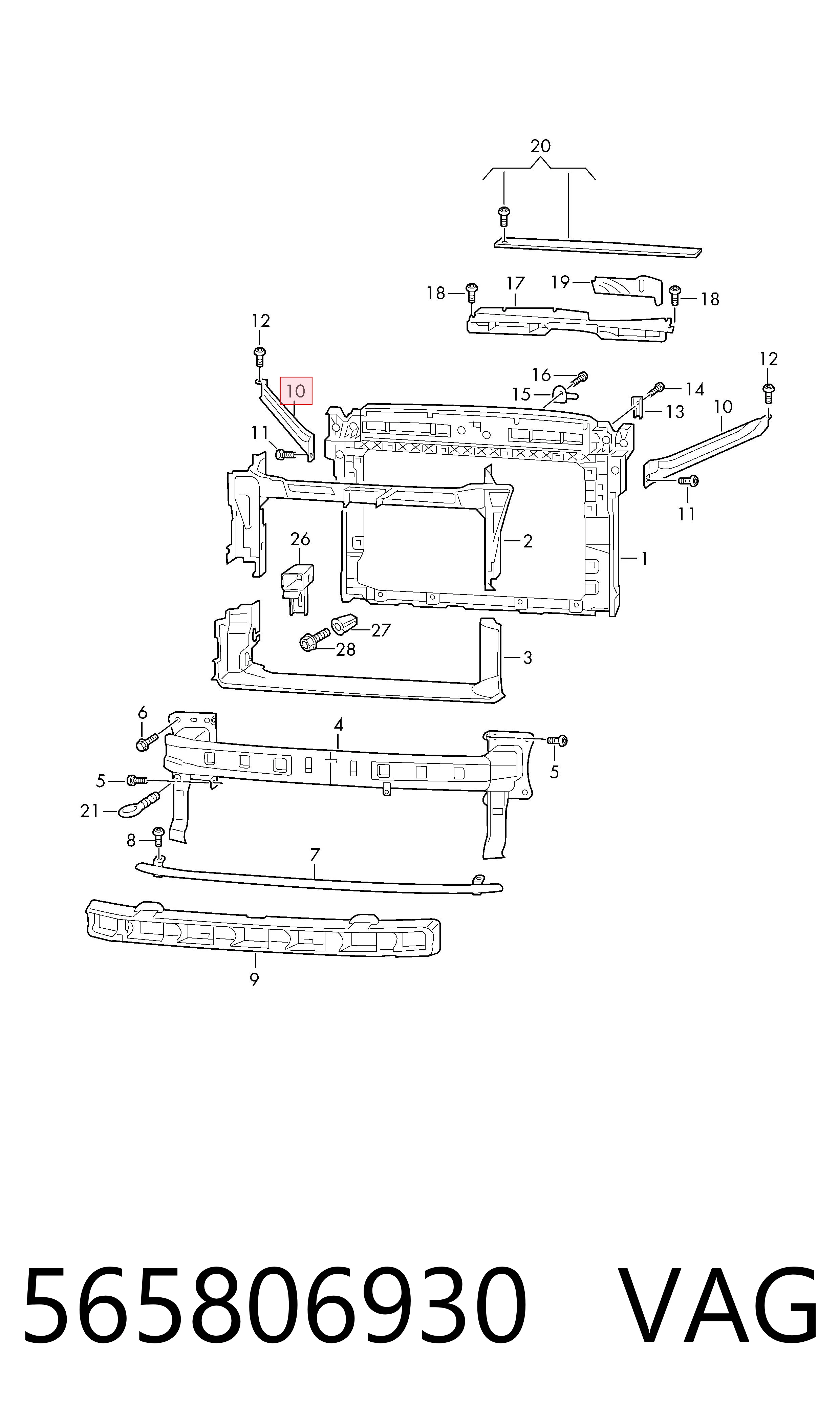 565806930 VAG Soporte de panel frontal derecho