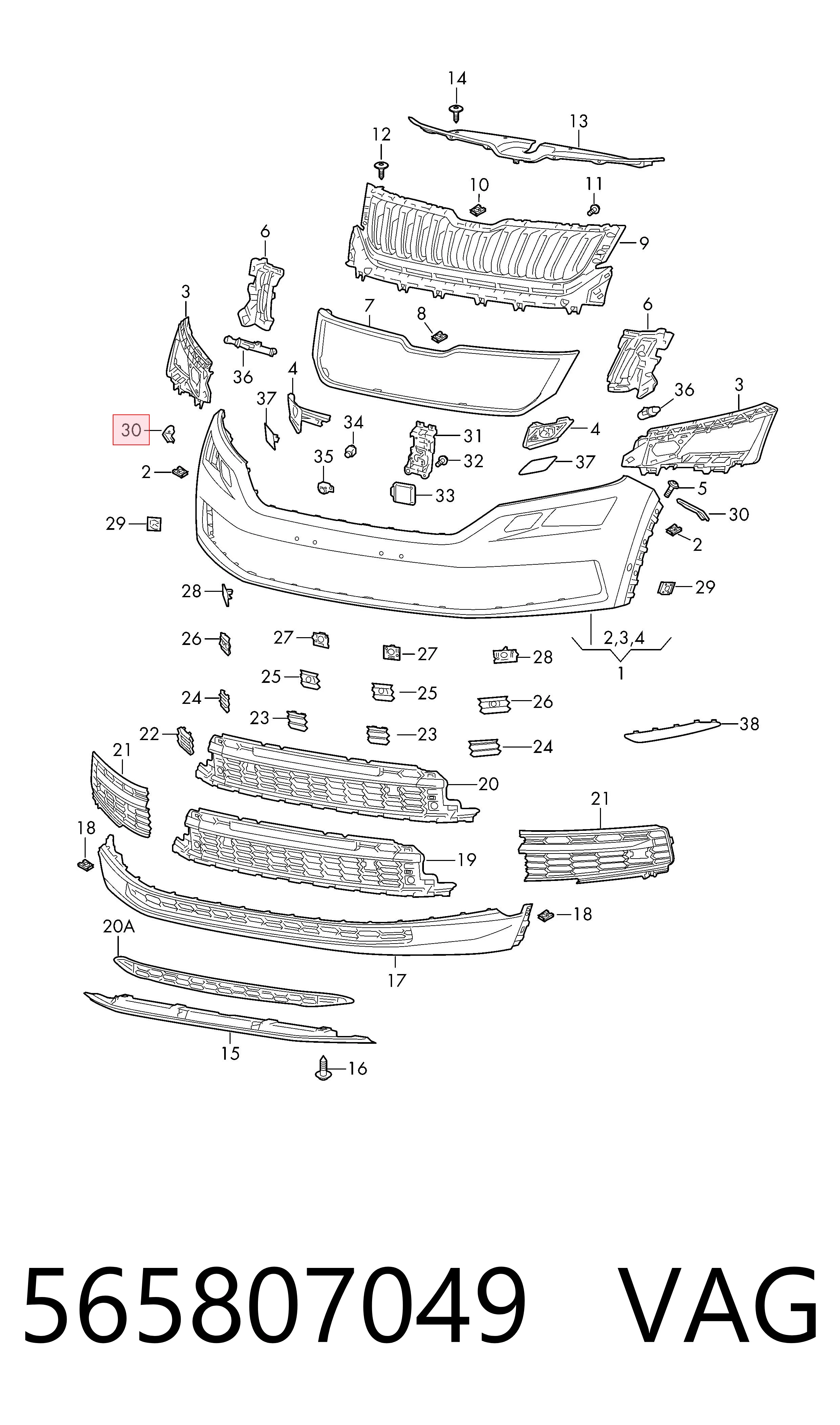 565807049 VAG Soporte delantero izquierdo para aleta delantera