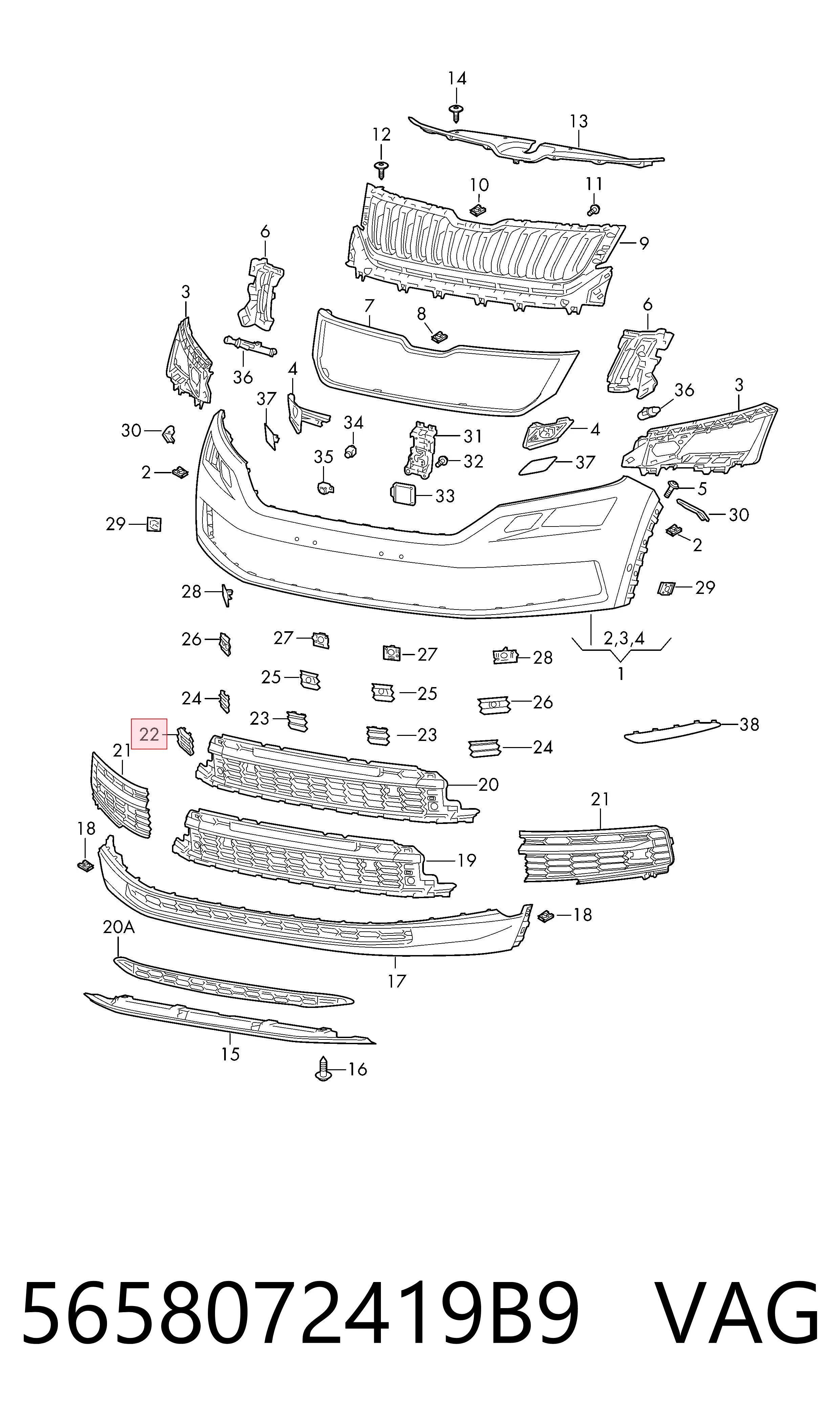Comprar Tapa del enganche de remolcado delantera Skoda Kodiaq I NS6, NS7, NV7